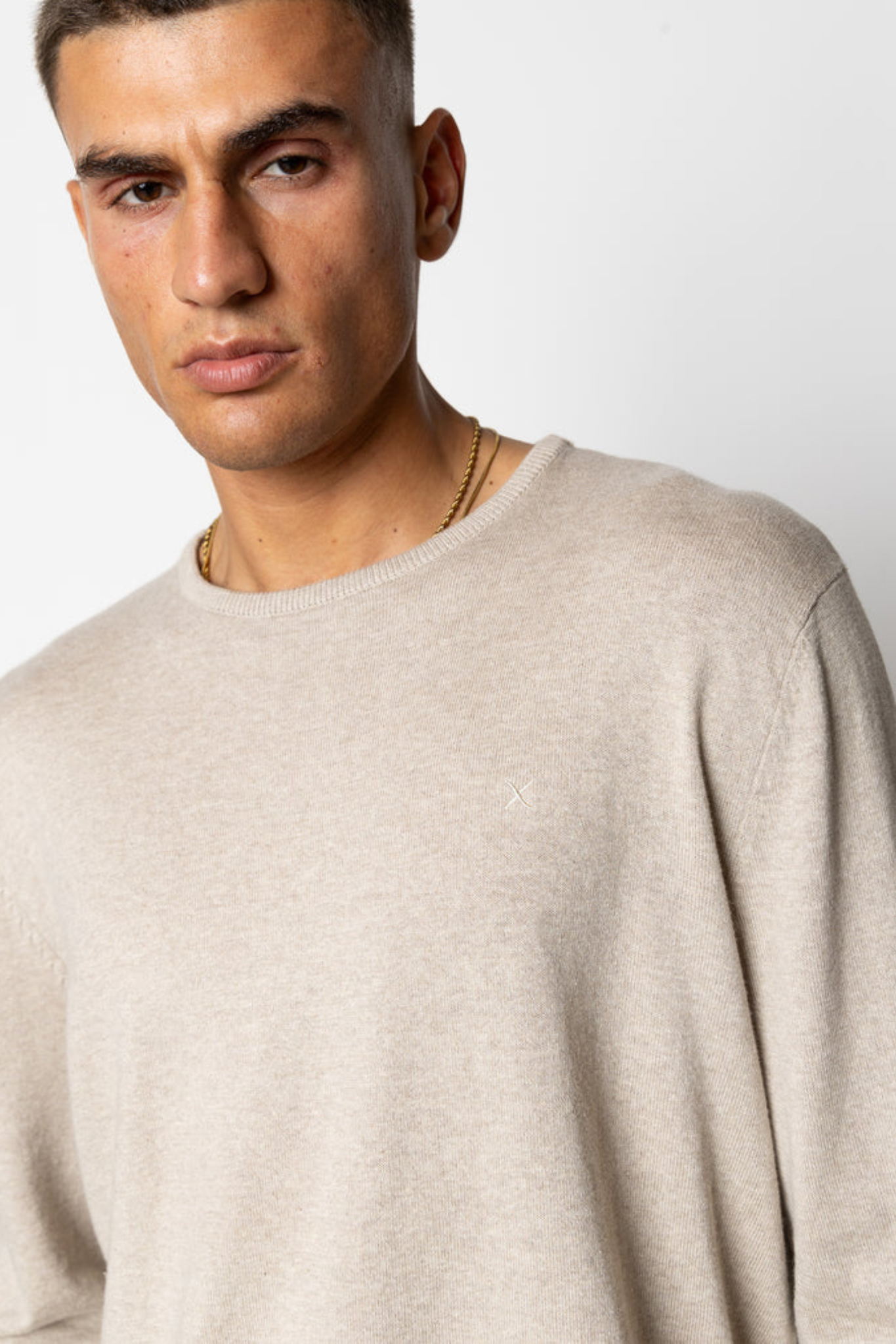 CLAUDE CREWNECK KNIT SWEATER - ECRU MELANGE