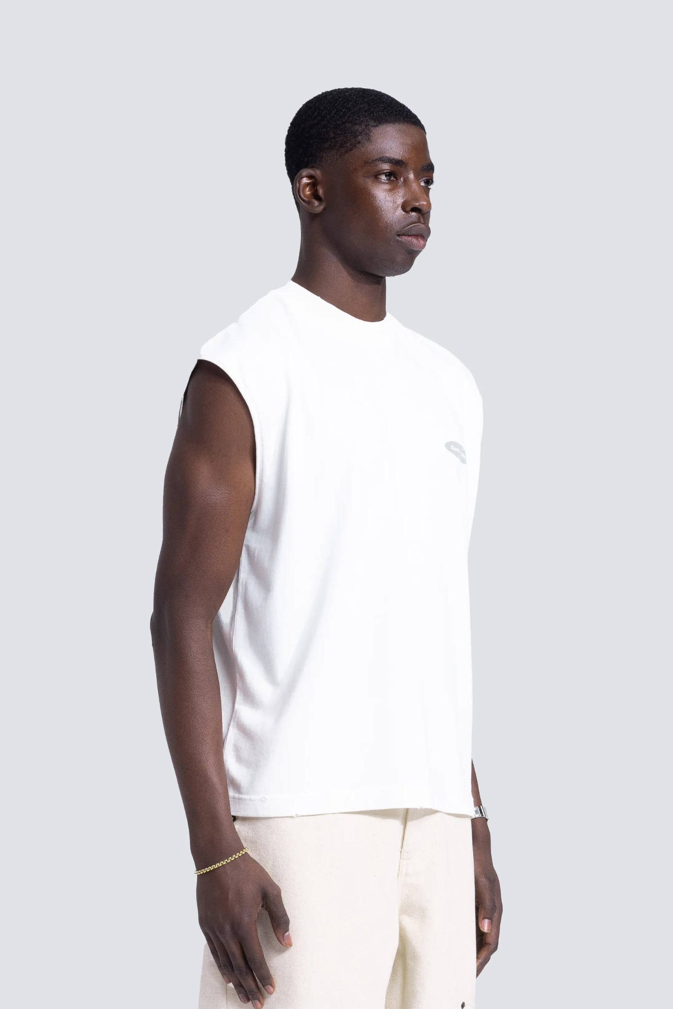 F*CK OFF SLEEVLESS DISTRESSED T-SHIRT - WHITE