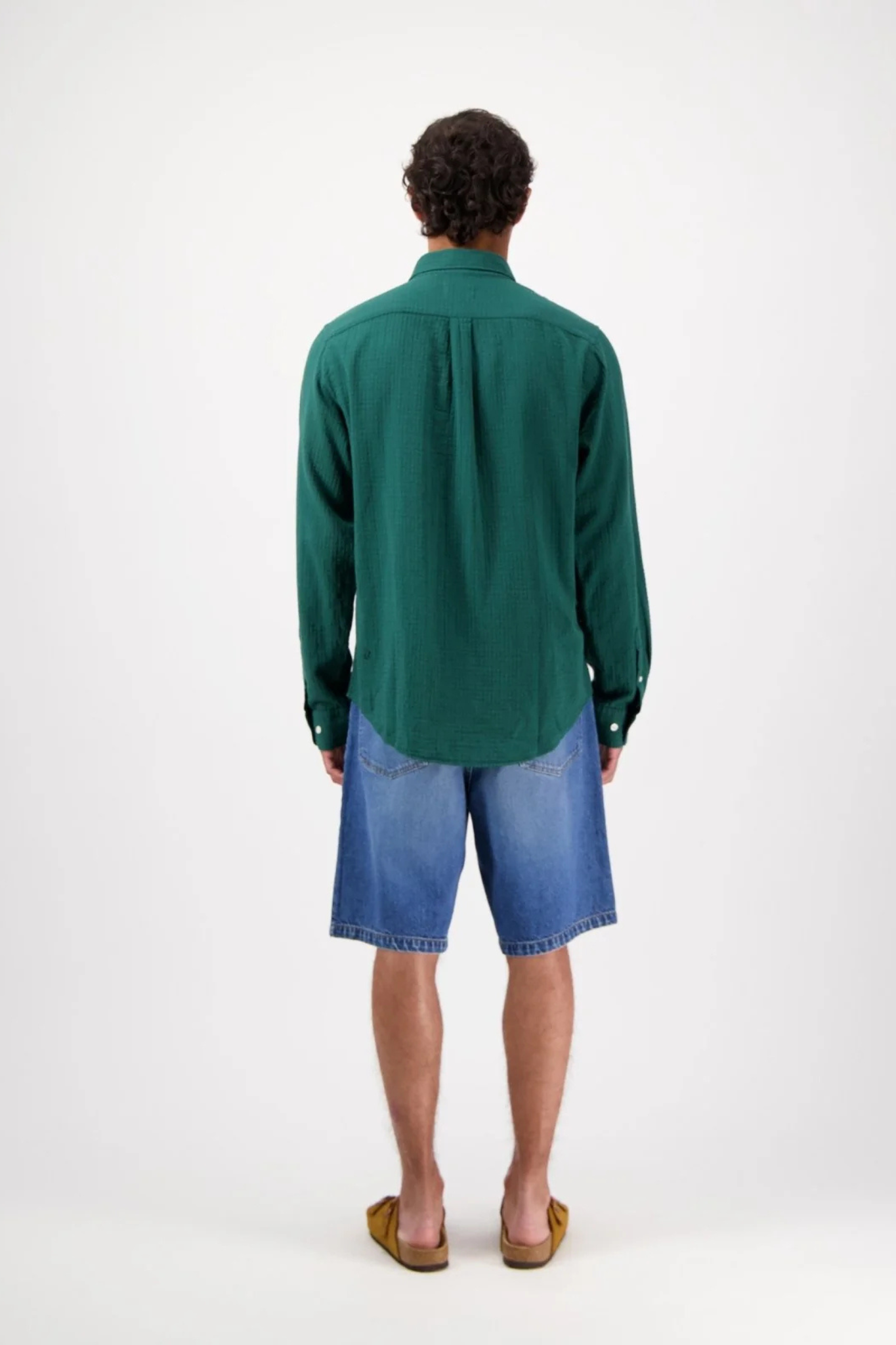 KONGA CRINKLE LONG SLEEVE SHIRT - BOTANICAL GREEN