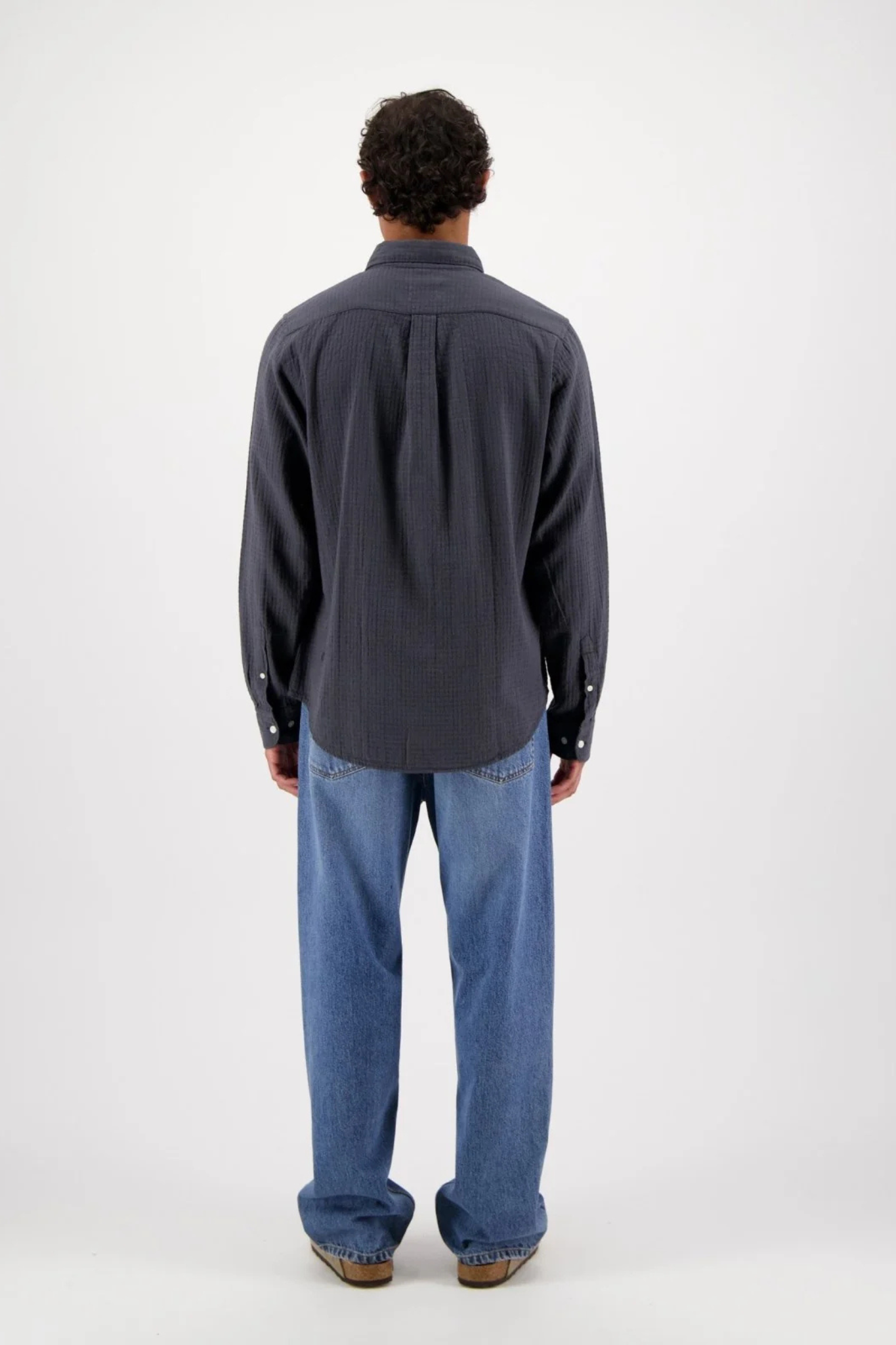 KONGA CRINKLE LONG SLEEVE SHIRT - WASHED BLACK