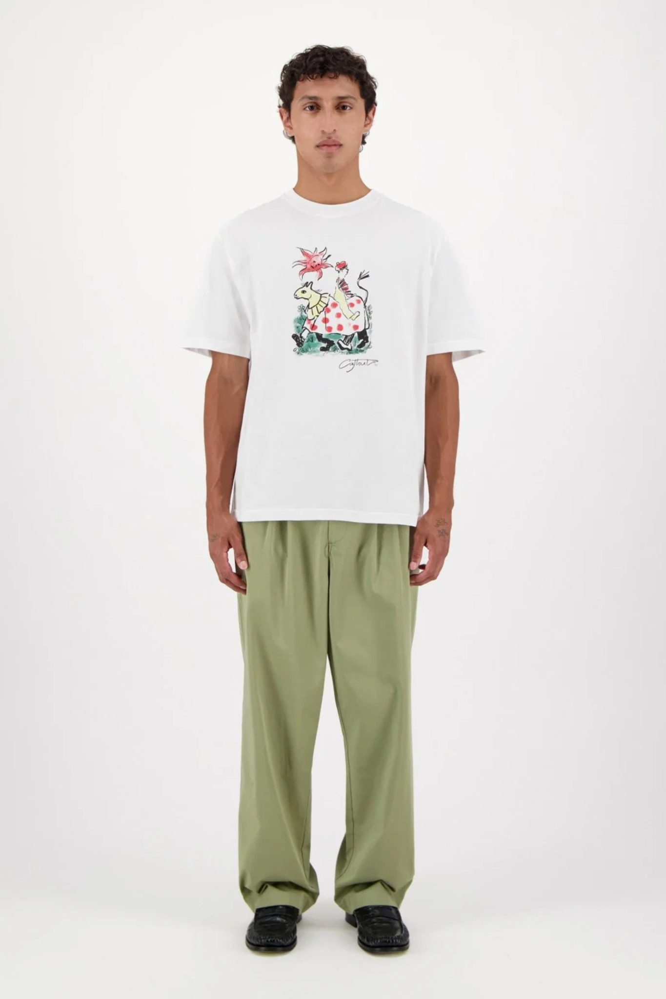 RING FRONT PRINT T-SHIRT - WHITE