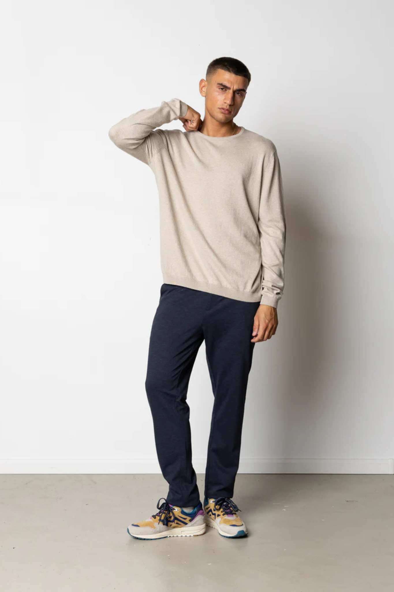 CLAUDE CREWNECK KNIT SWEATER - ECRU MELANGE