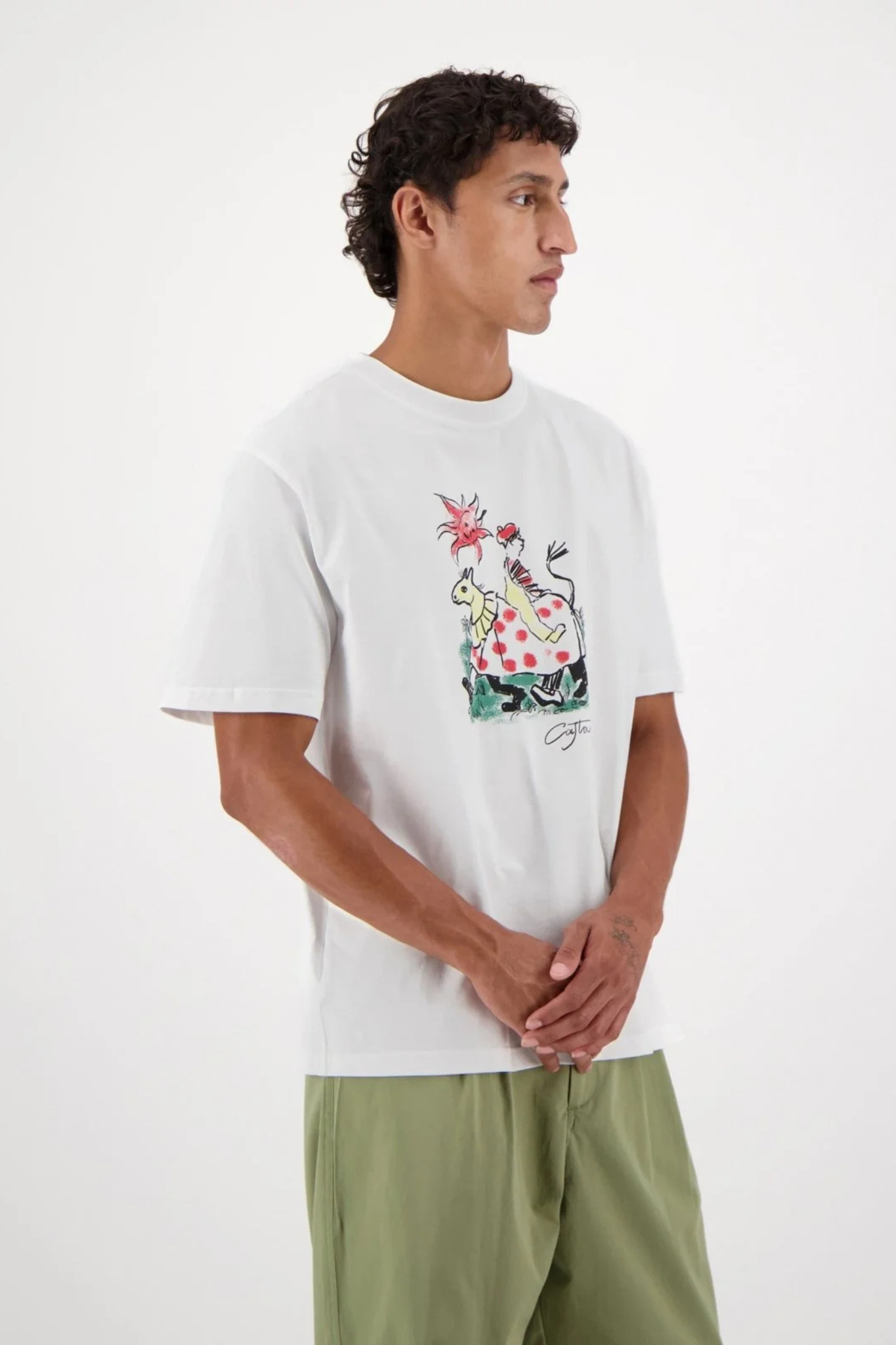 RING FRONT PRINT T-SHIRT - WHITE