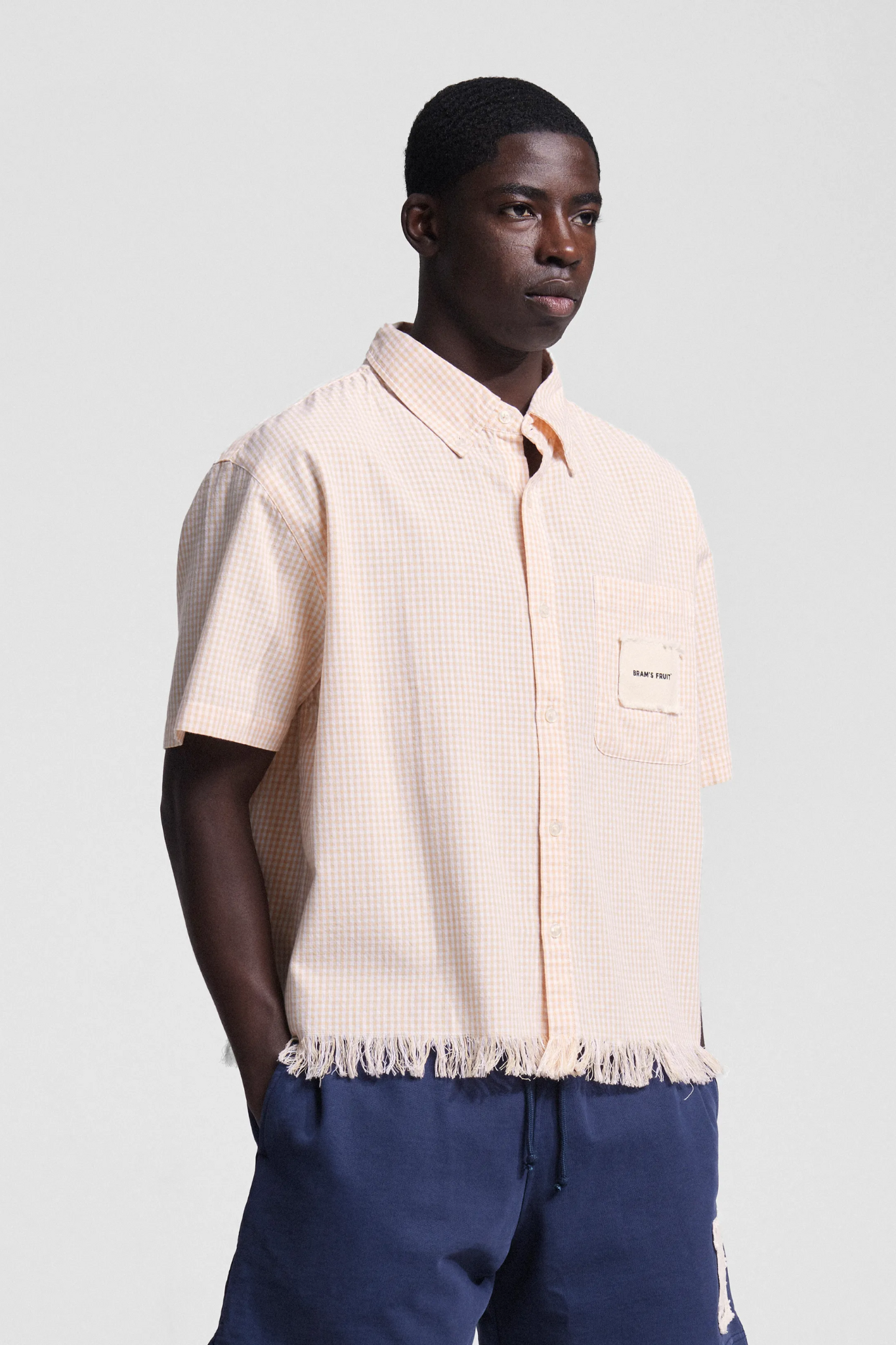 DISTRESSED FARMER'S SHIRT - ORANGE