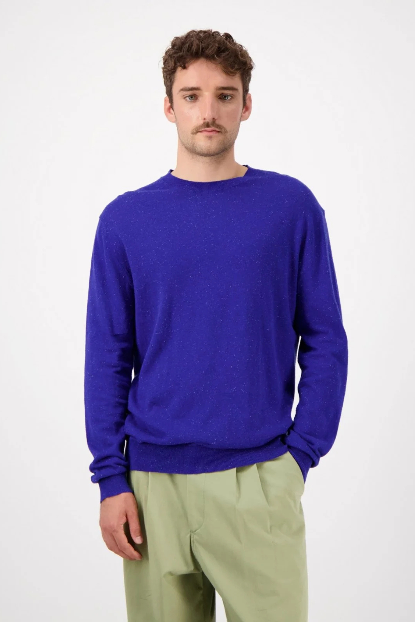 FLICK LIGHTWEIGHT CREWNECK SWEATER - COBALT