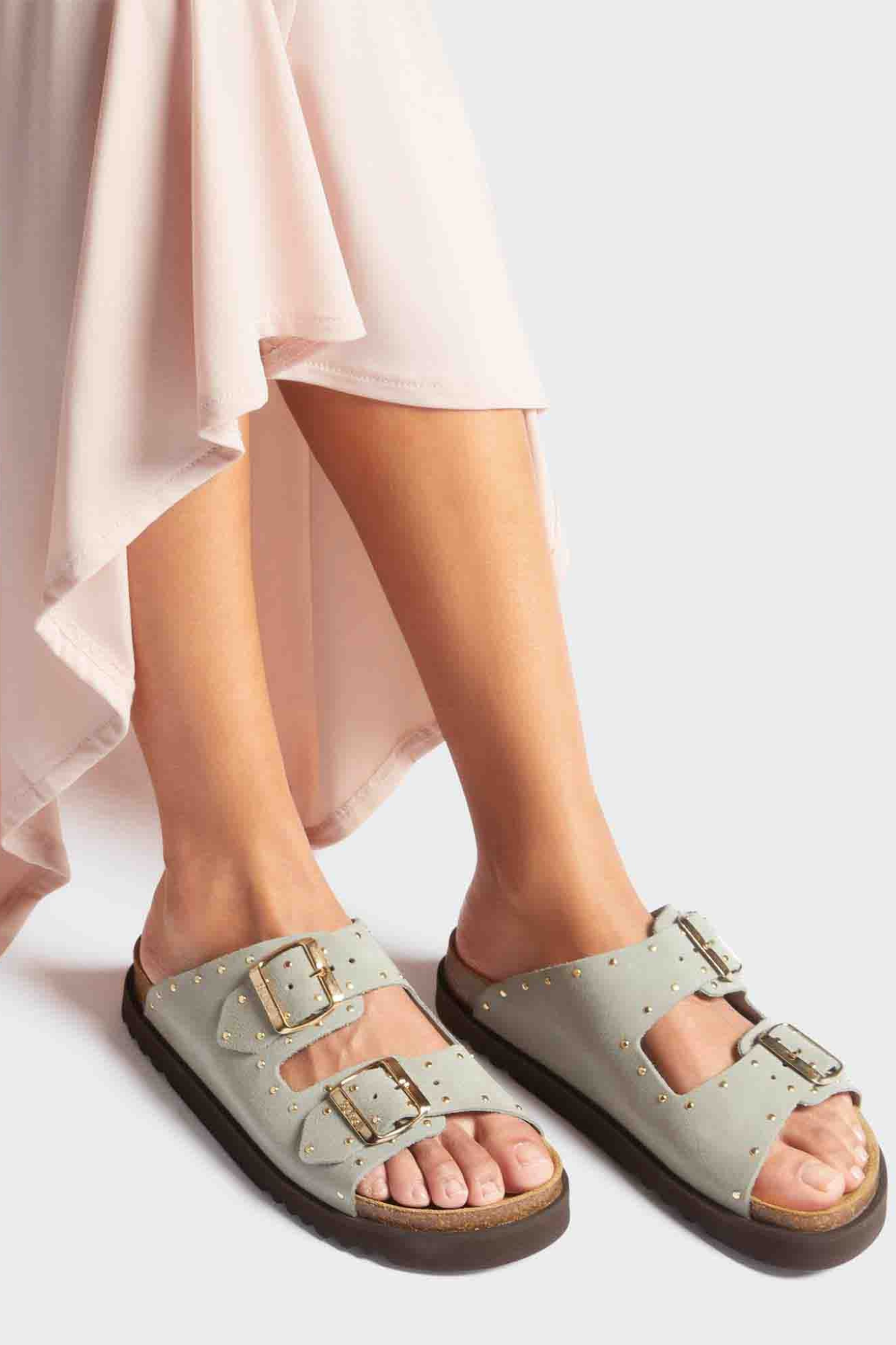 BEATRIZ SANDAL SUEDE - SAGE/GOLD