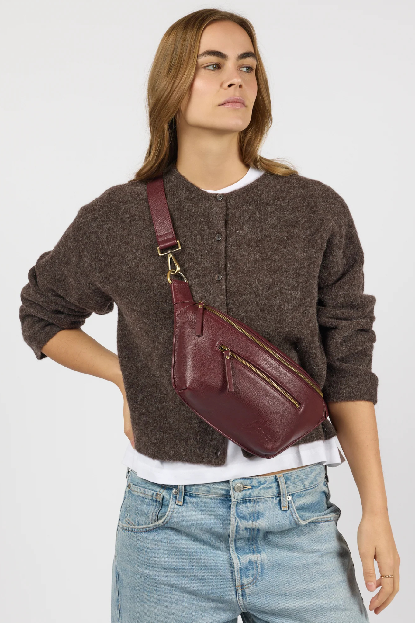 DREW DUM BAG - DARK CHERRY SOFT GRAIN LEATHER