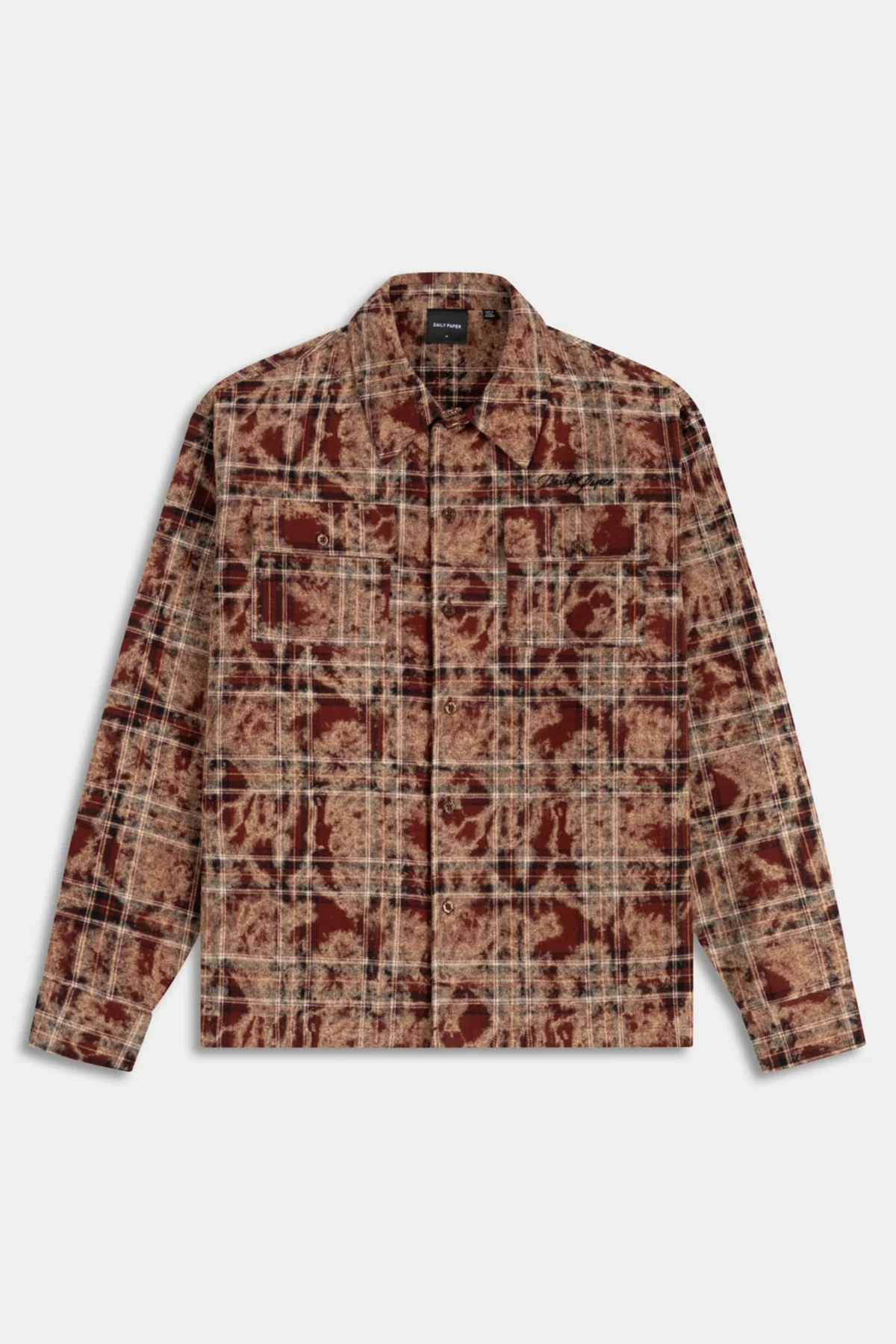 WASHED CHECK LS SHIRT - BURGUNDY