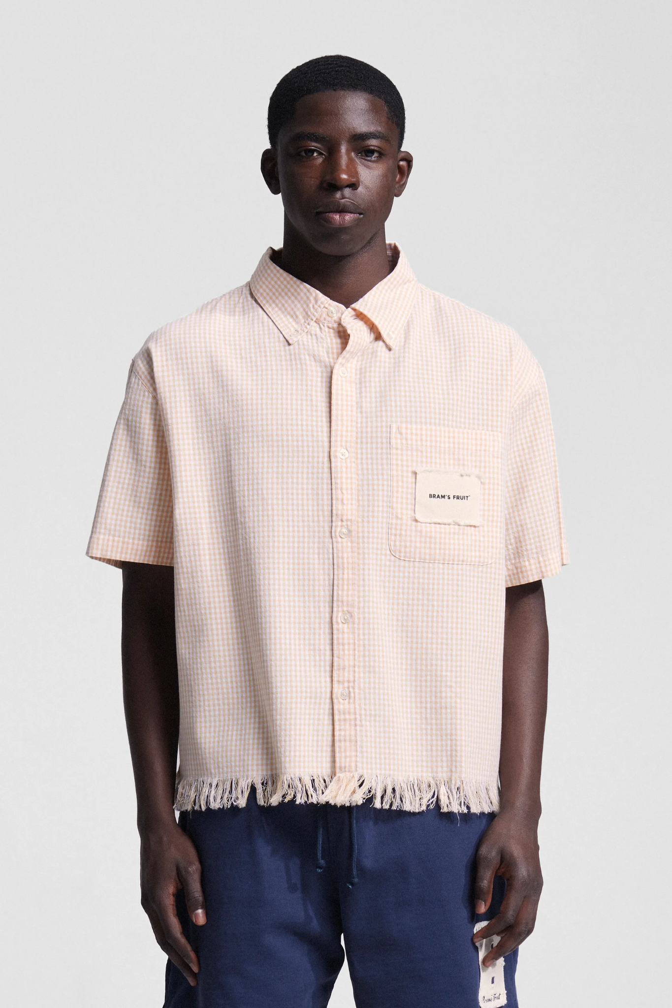 DISTRESSED FARMER'S SHIRT - ORANGE