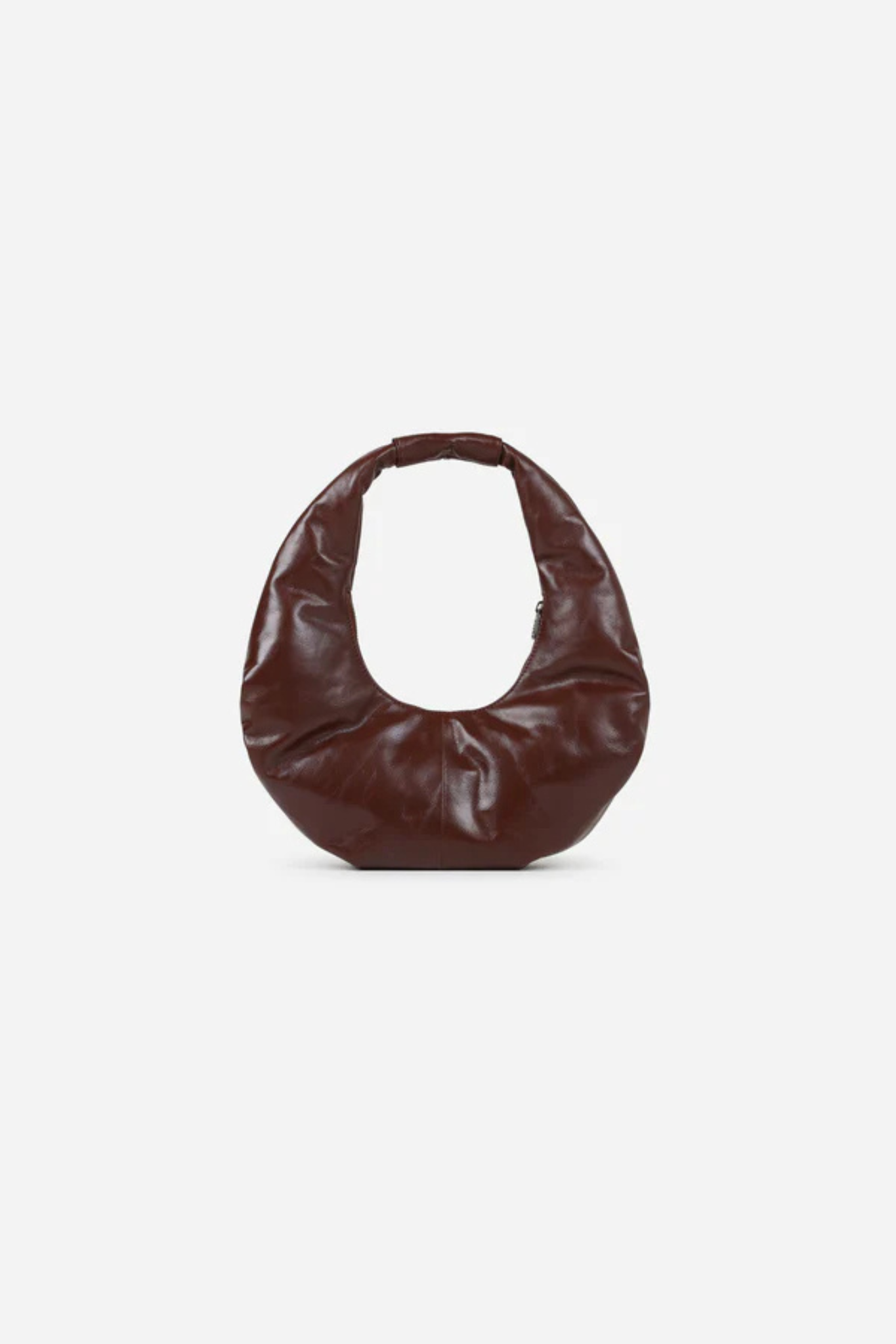 MOLLY SHINY WRINKLE LEATHER BAG - CHOCOLATE