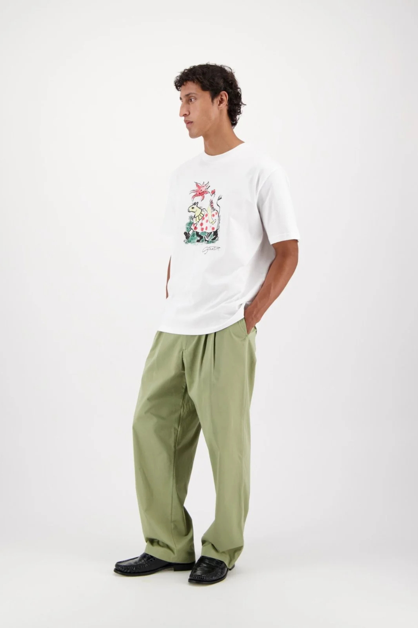 RING FRONT PRINT T-SHIRT - WHITE