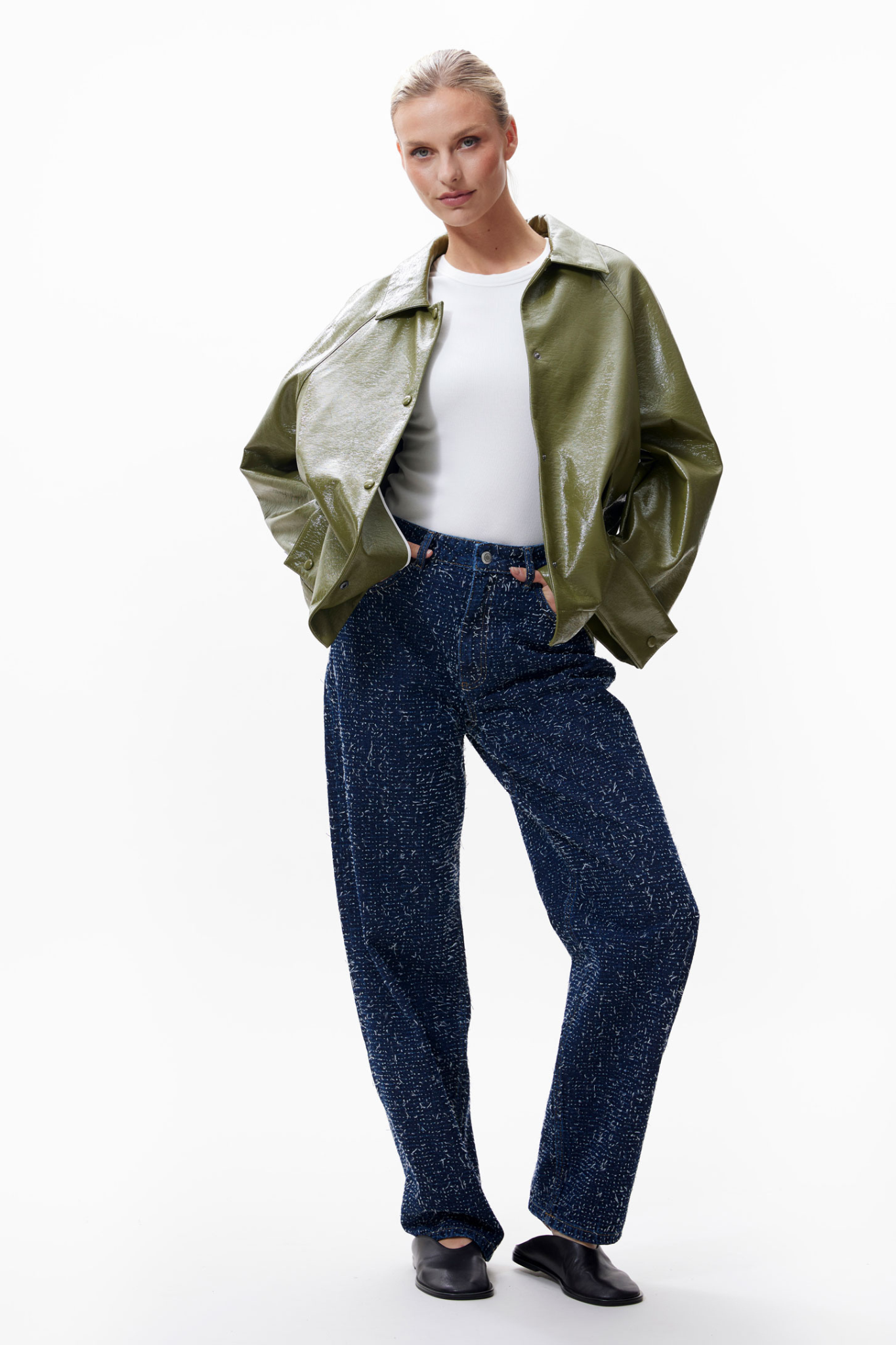 VEGAN LEATHER JACKET - OLIVE BRANCH
