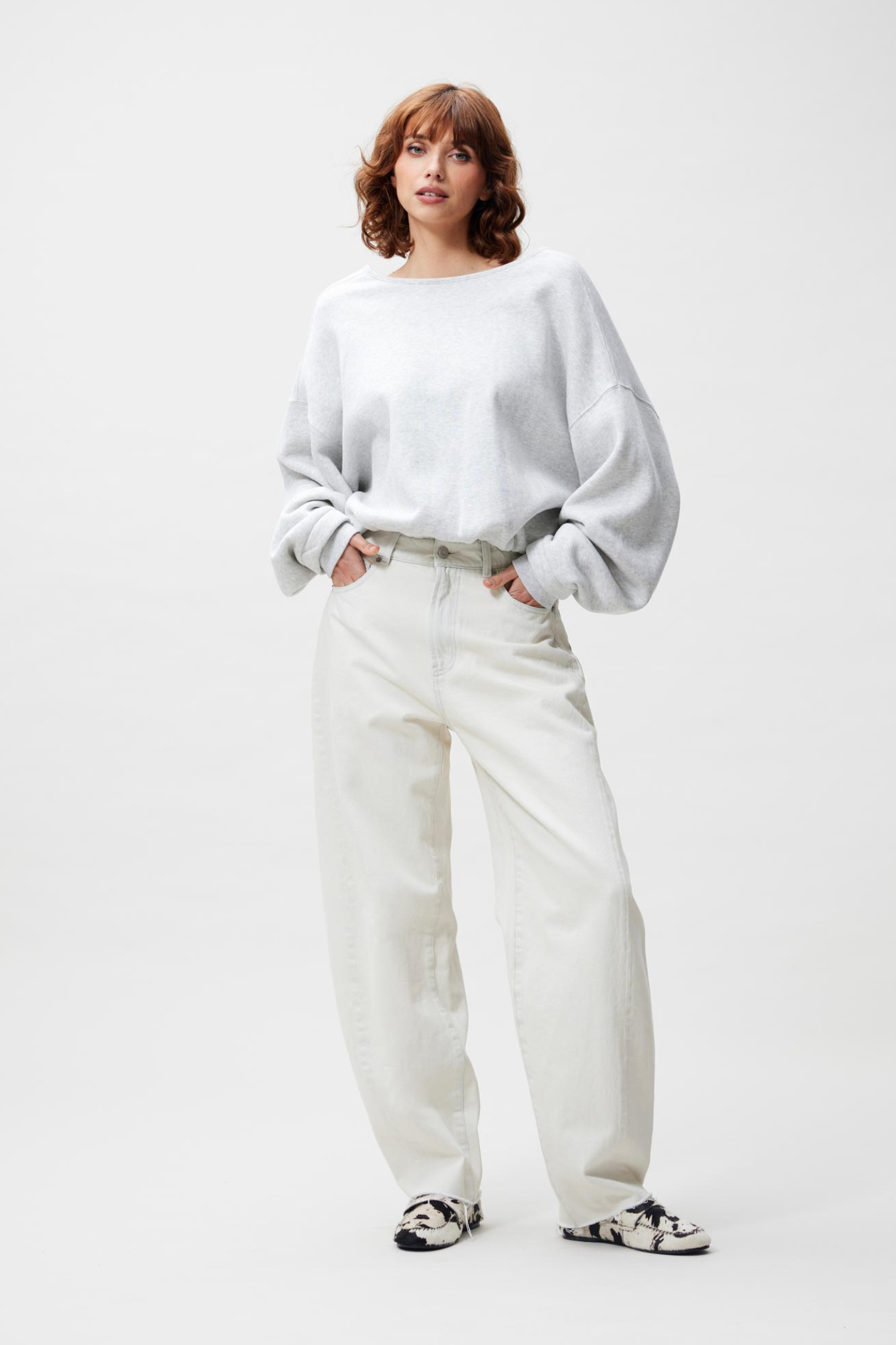SUPER BARREL FIT JEANS - BONE