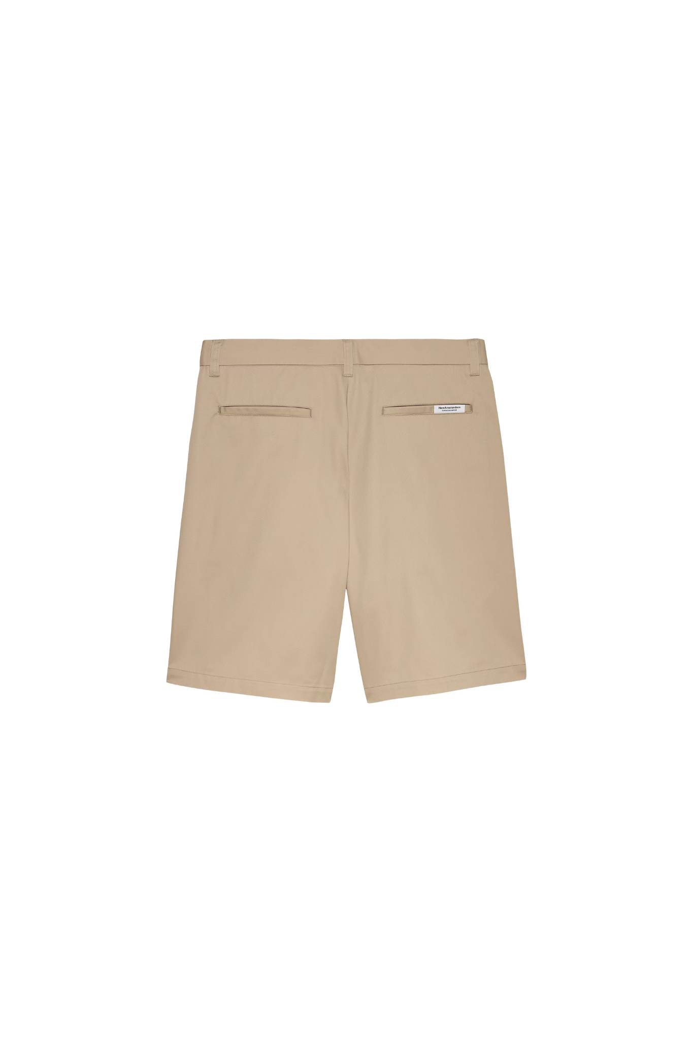 New Amsterdam reworked short in camel. Back flatlay view