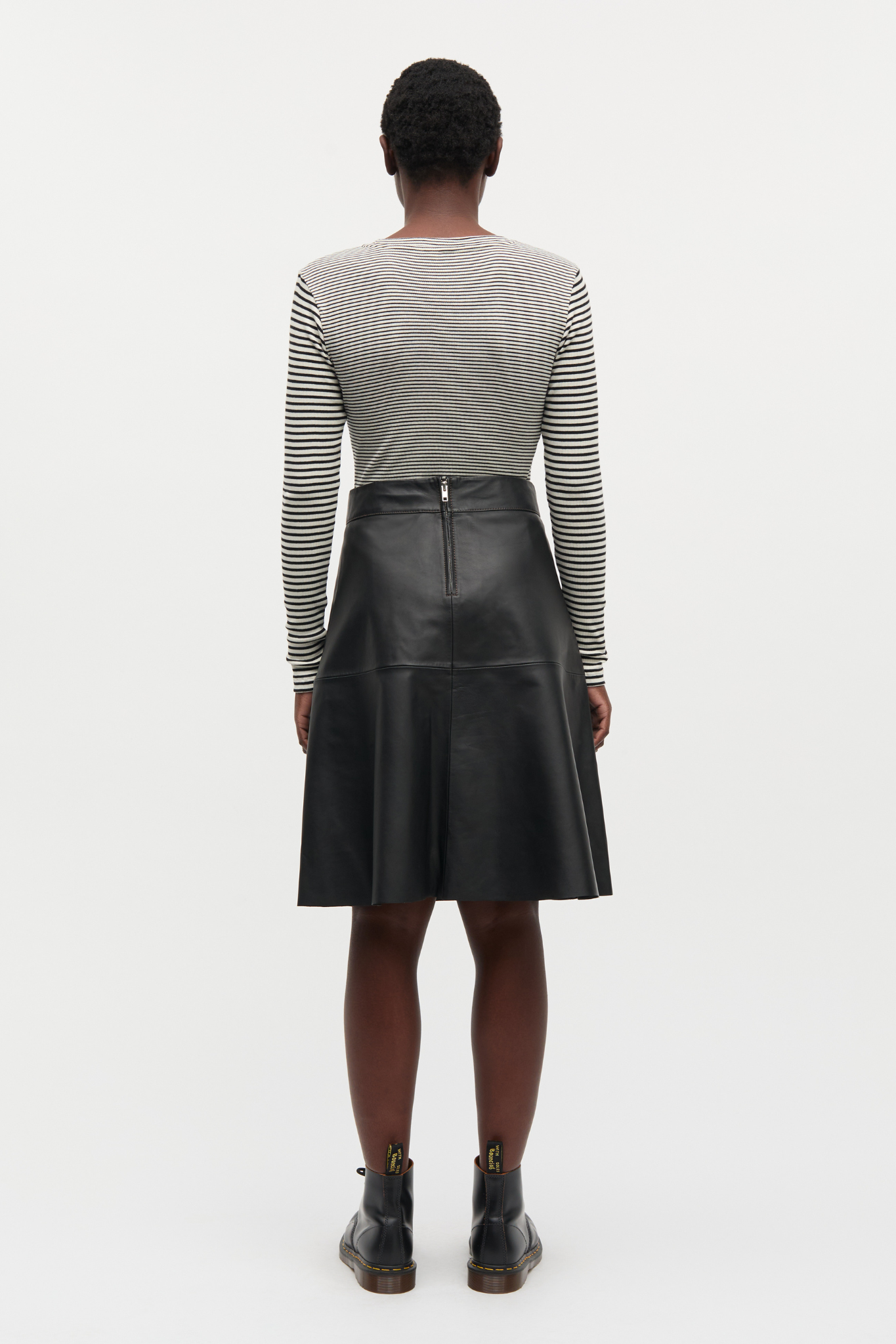 COTTON STRIPE TUBA T-SHIRT LS - VANILLA ICE/BLACK