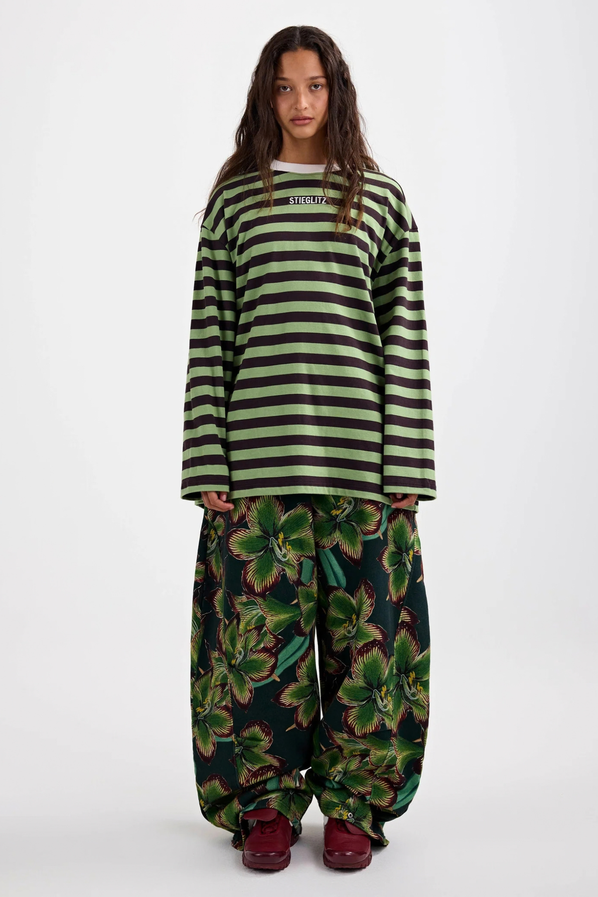 DONNA WIDE SKATE LONGSLEEVE T-SHIRT - GREEN
