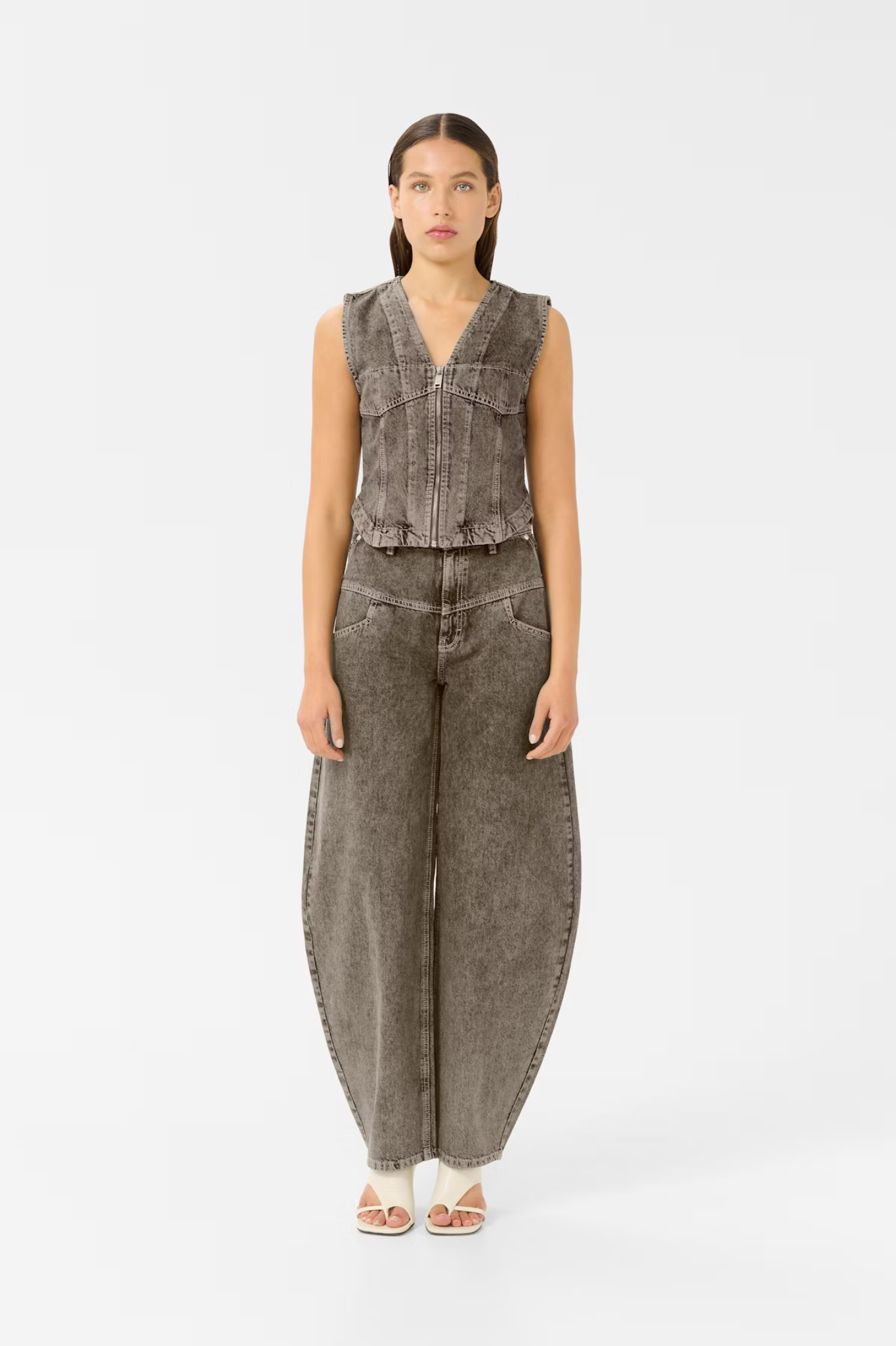 JOSIE WAISTCOAT - GREIGE DENIM WAS