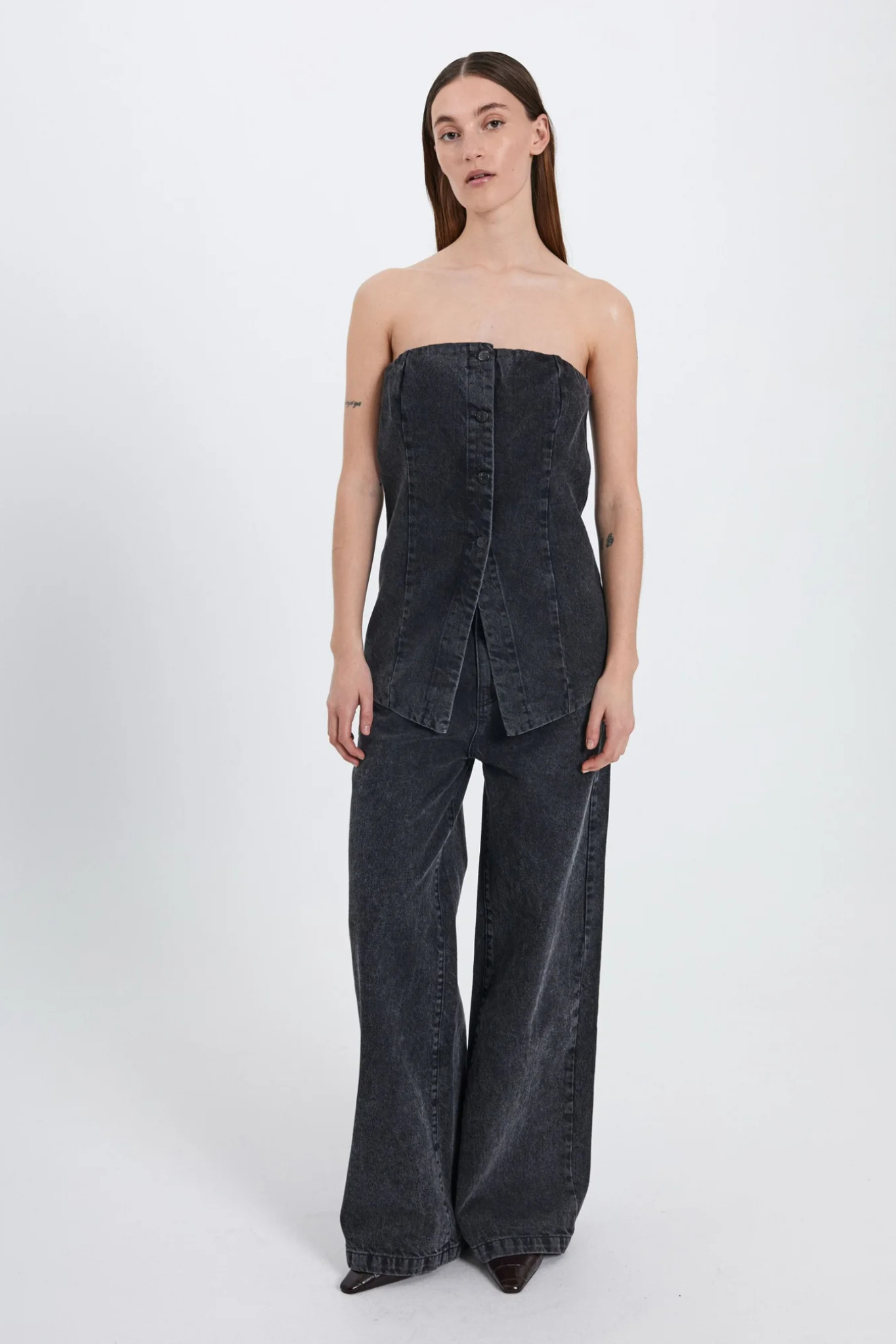 NINNI LONG TUBE TOP - BLACK WASHED