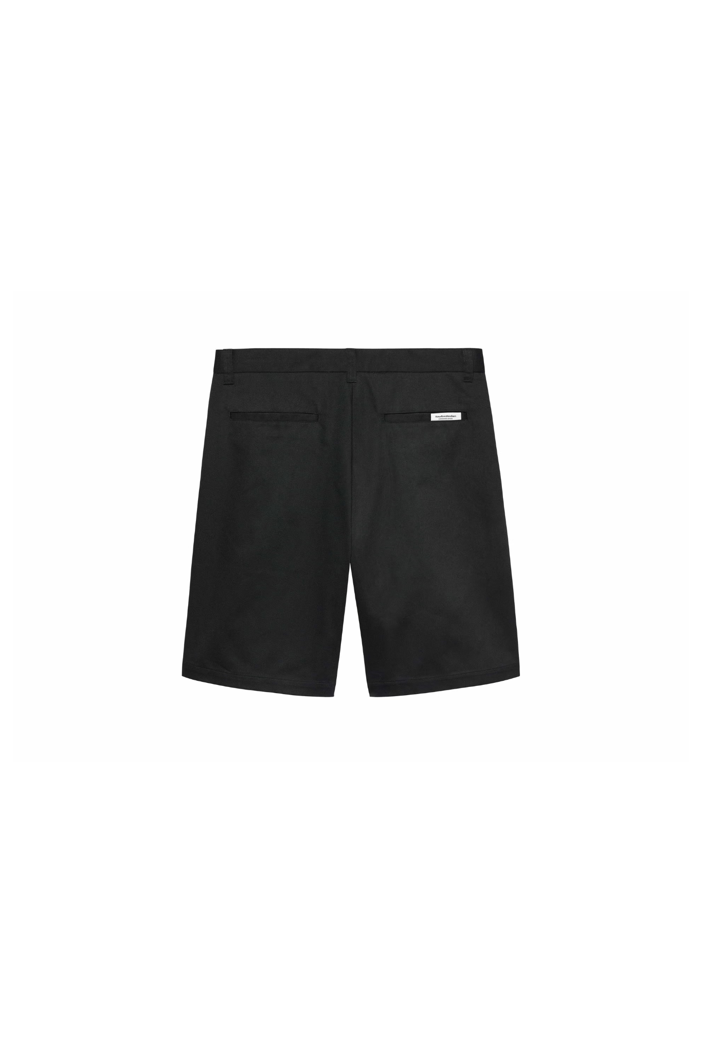 New Amsterdam reworked short in black. Back flatlay view
