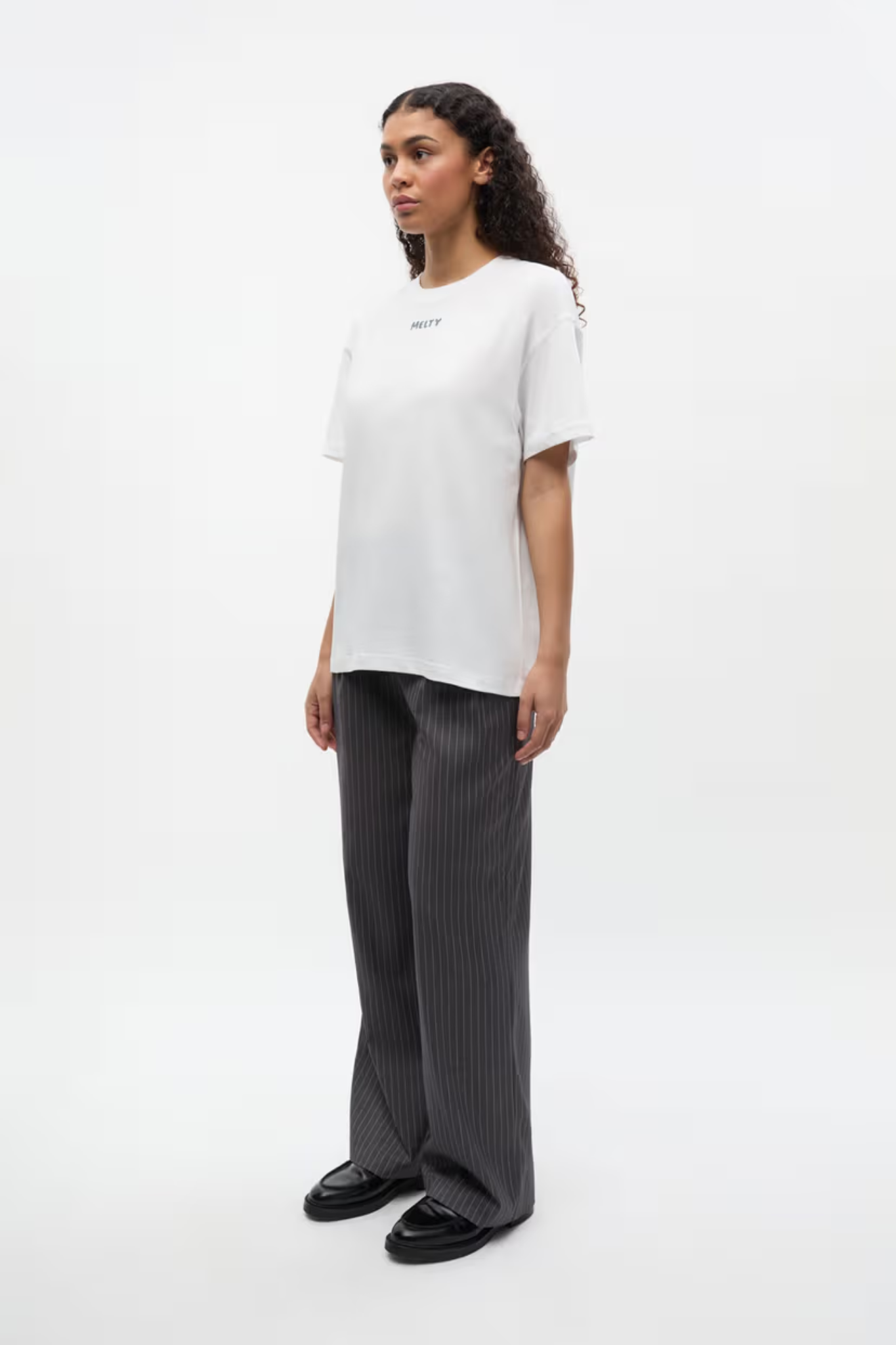 WILLA PANTS - GREY/WHITE PINSTRIPED