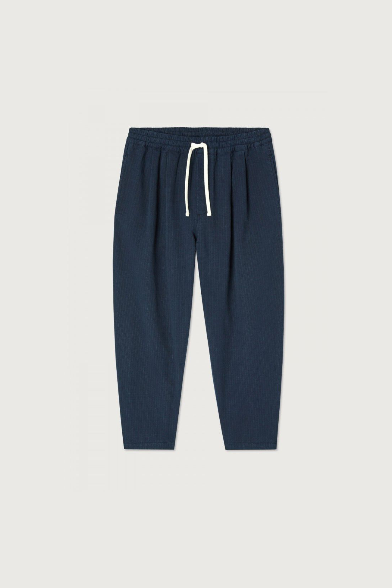 American Vintage rygybay pants in navy. Front flatlay view
