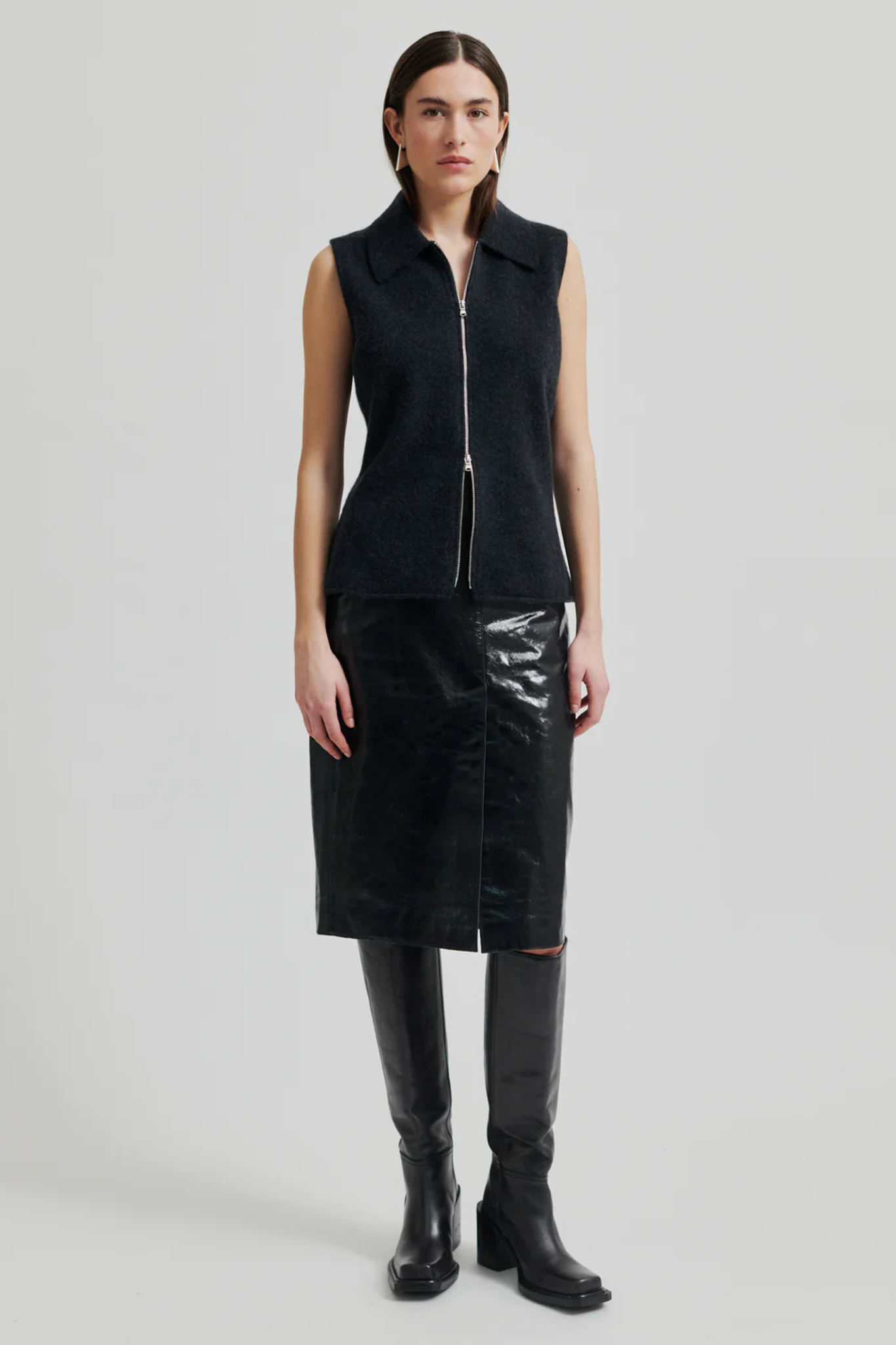 QUEENS LEATHER SKIRT - NIGHT SKY