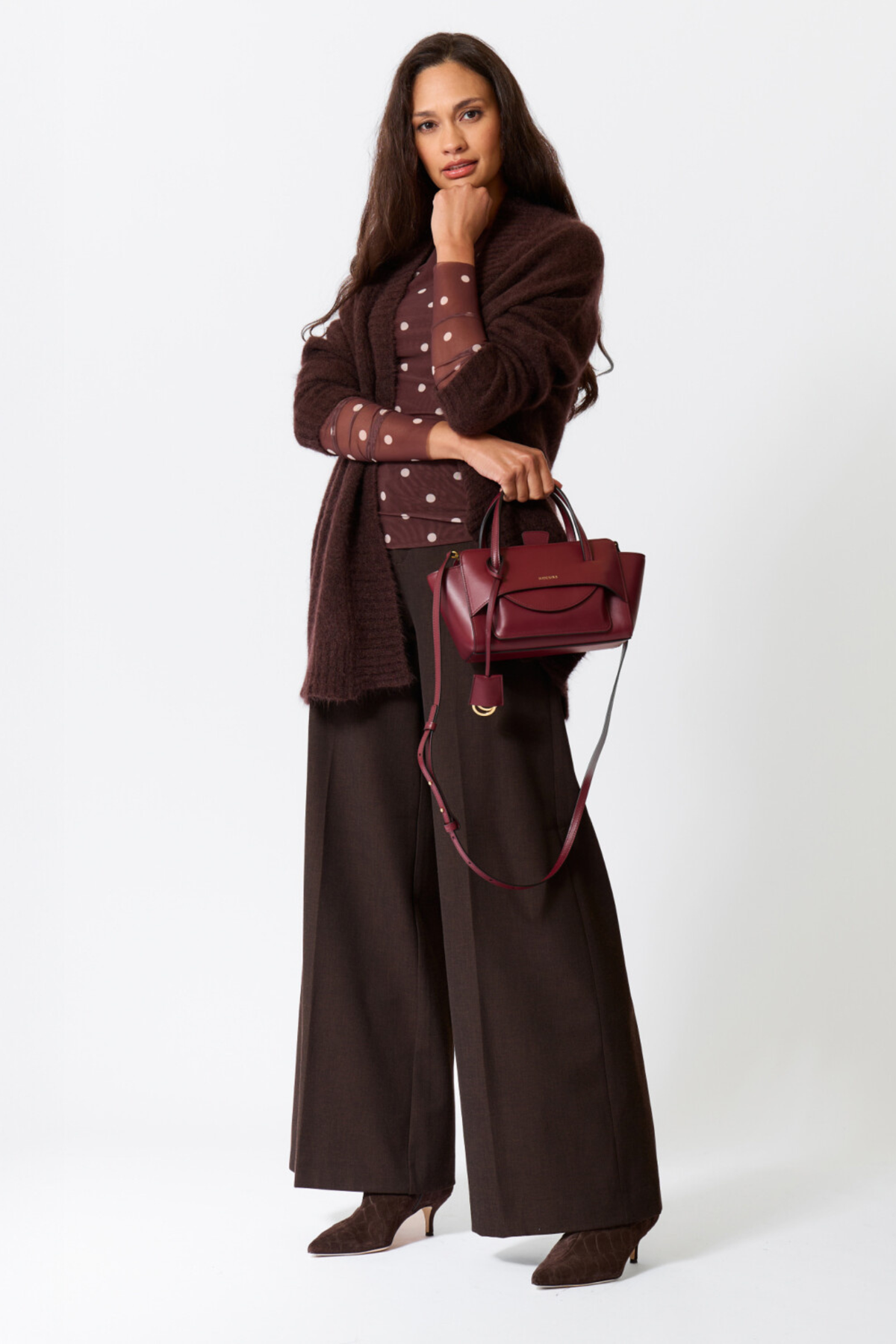 SILVIA WIDE ROBLE FLEECE PANTS - CHOCO