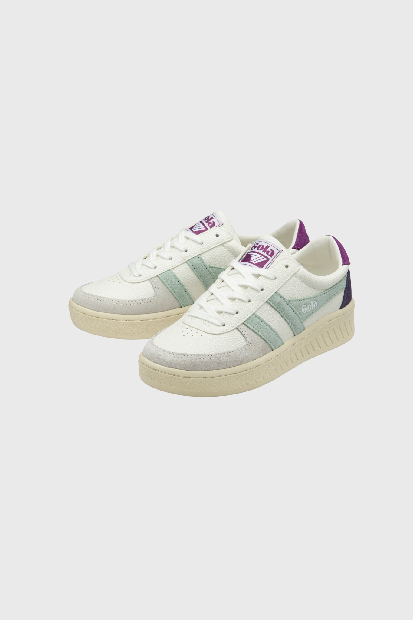 GOLA GRANDSLAM TRIDENT WOMEN SNEAKERS - WHITE/SURF/FOXGLOVE. Side view