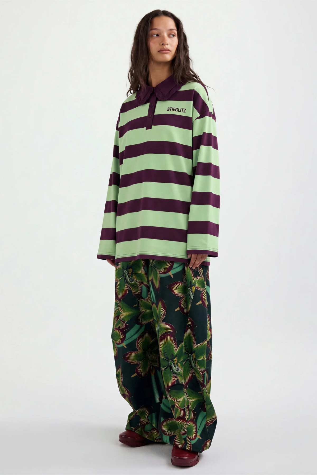 DANILA WIDE LONGSLEEVE POLO - GREEN