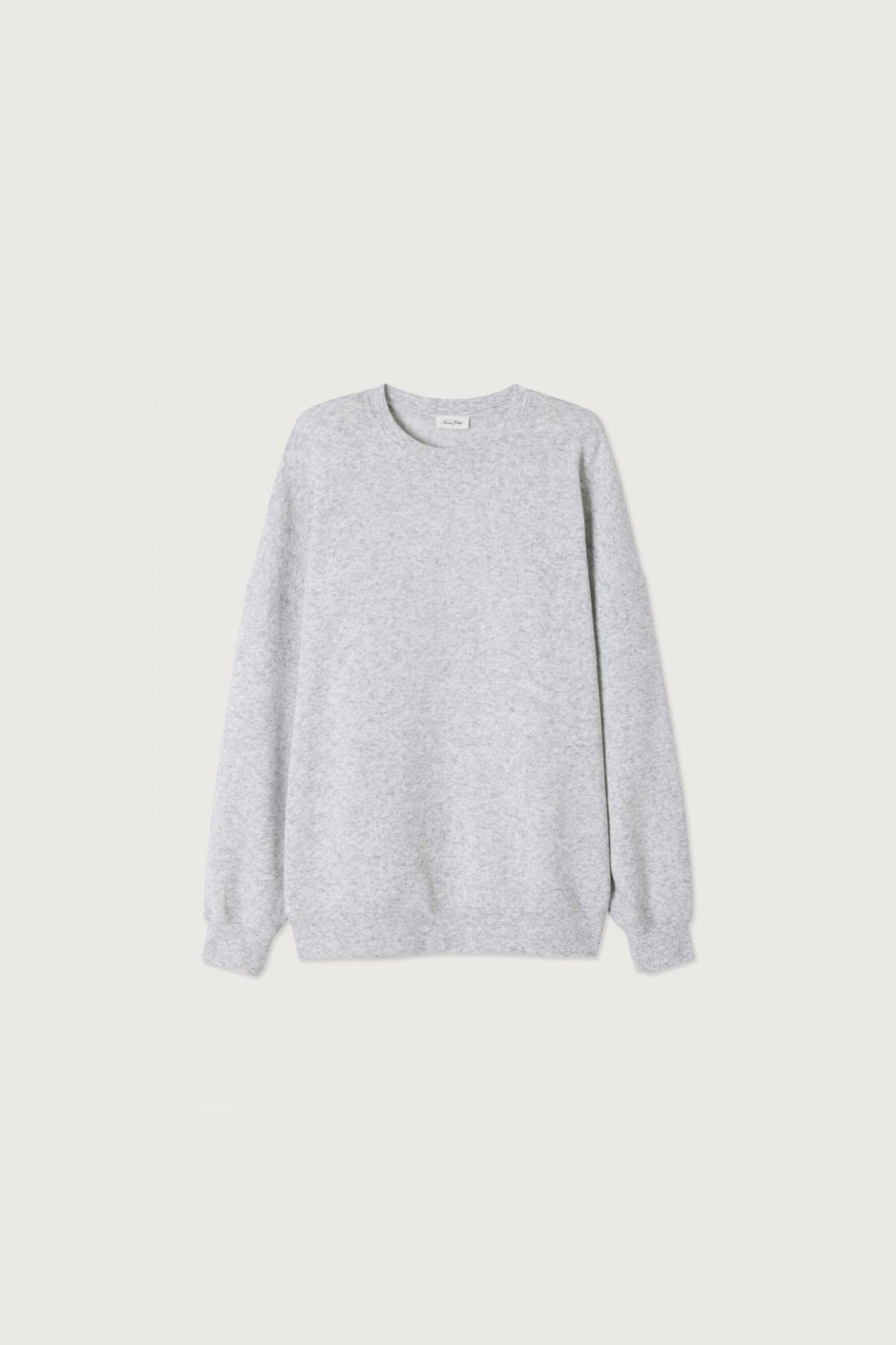 American Vintage evona sweatshirt in light grey melange. Front flatlay view