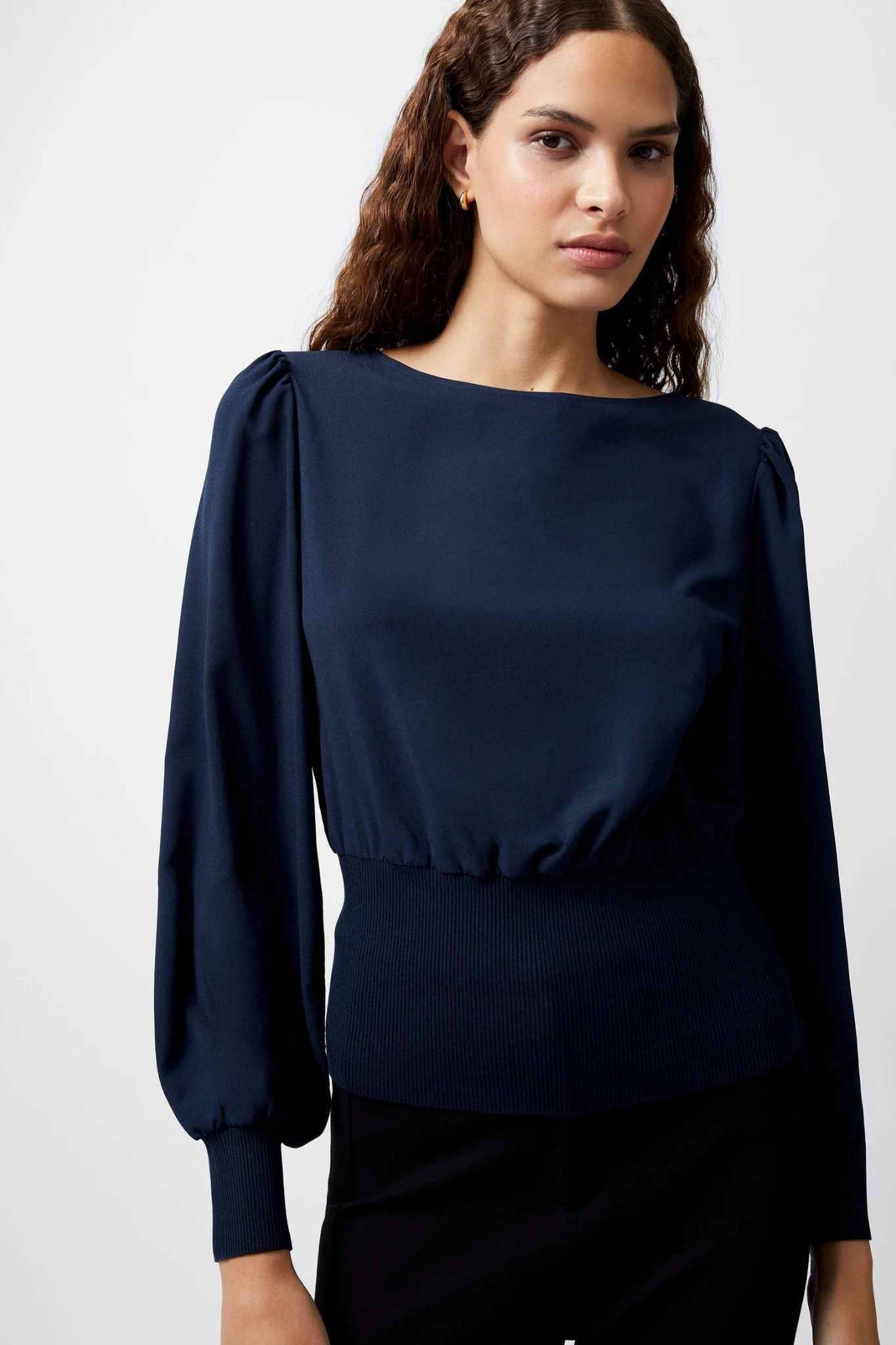 KRISTA KNIT SLASH NK JUMPER - MARINE