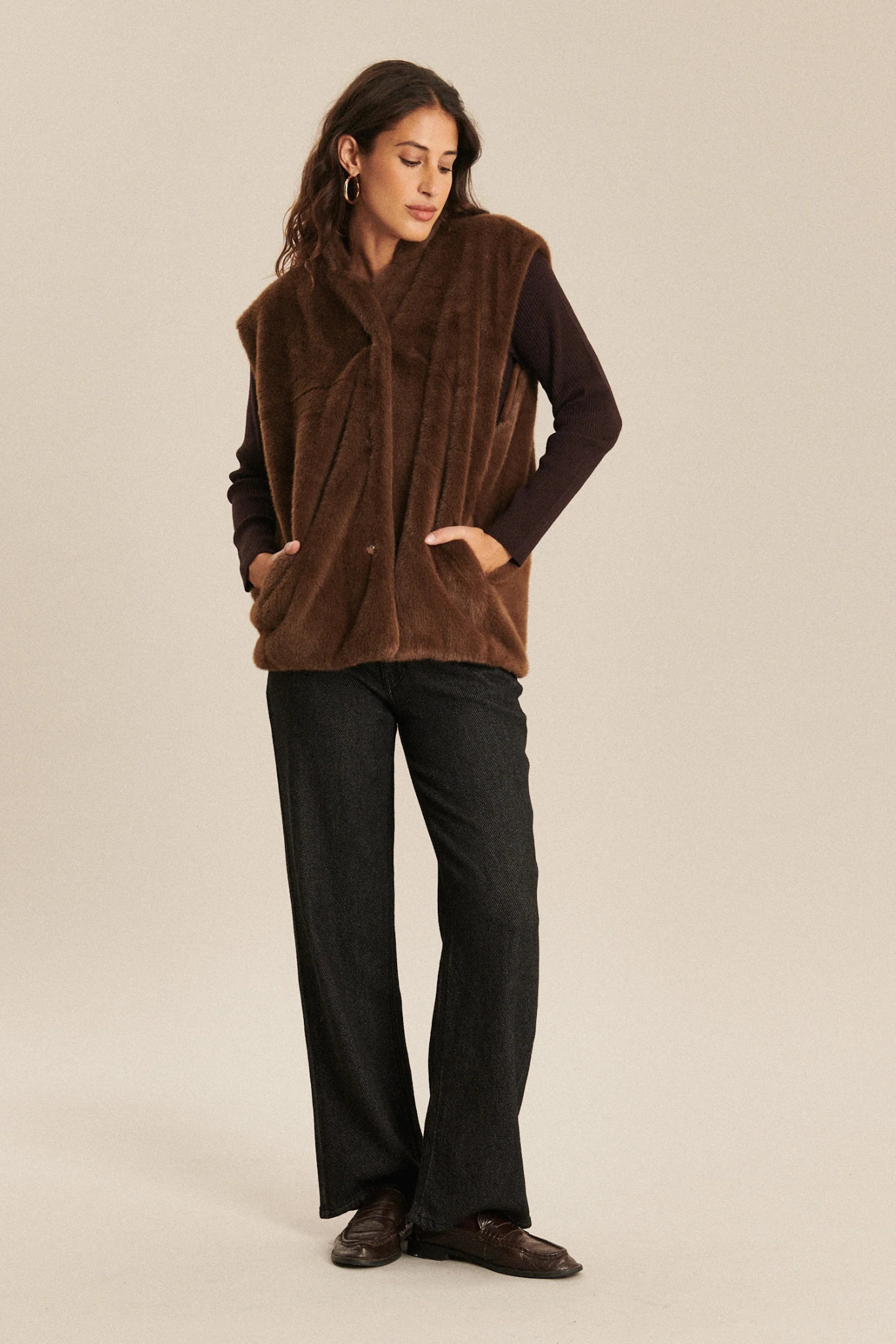 BIANCA MINK VEST - MACCHIATO