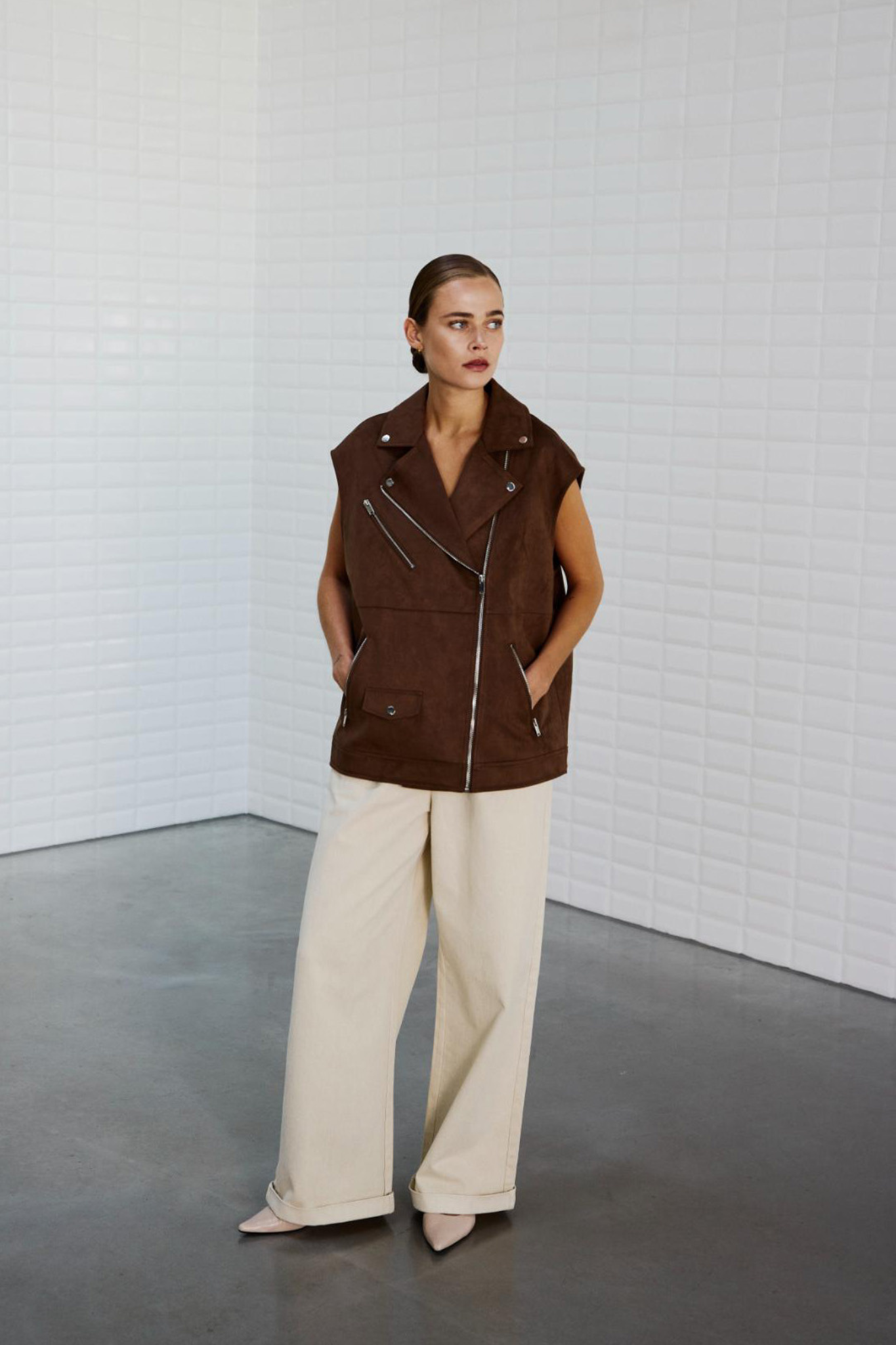 ANALINA VEGAN SUEDE VEST - SQUIRREL BROWN