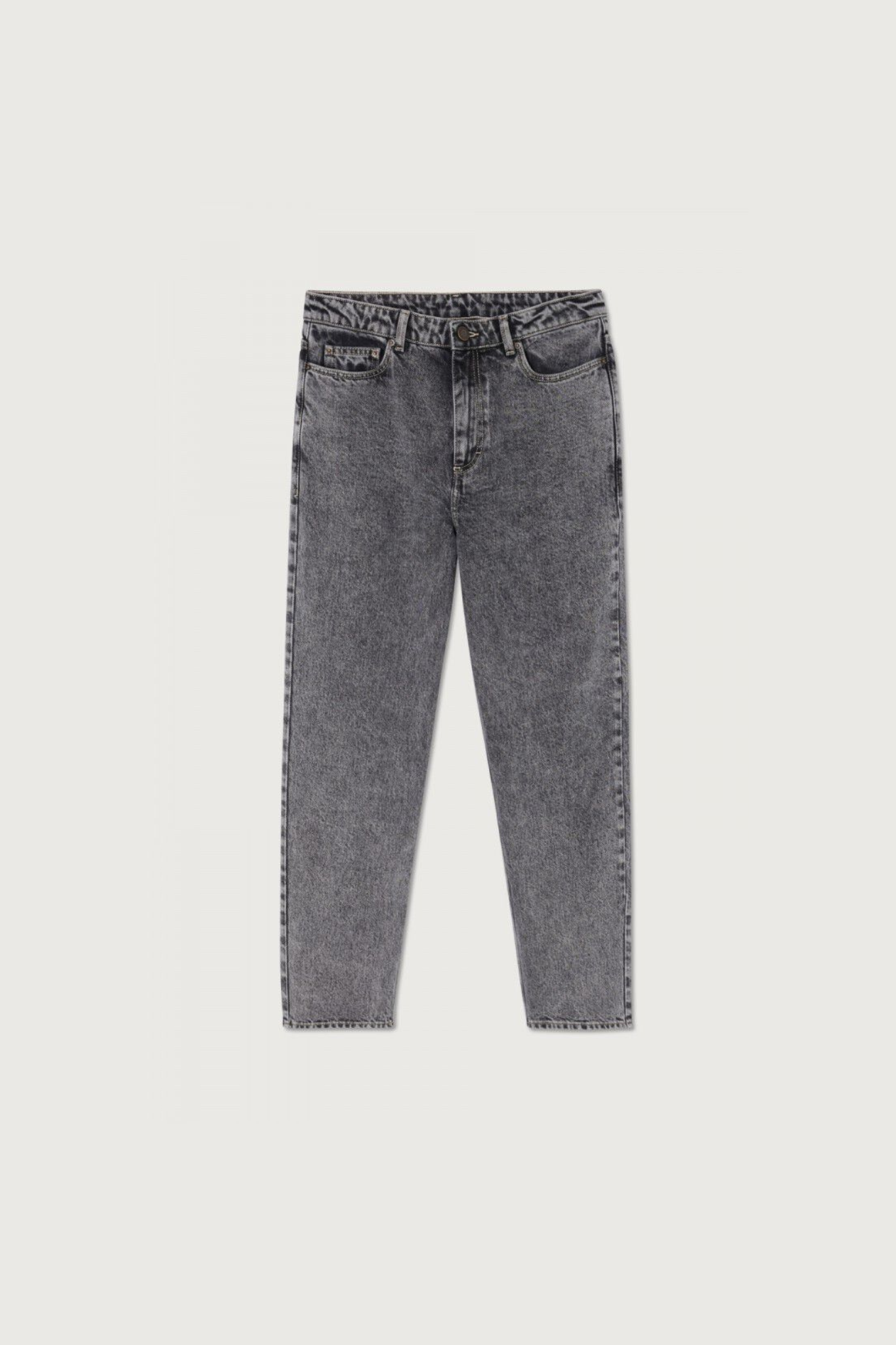 American Vintage yobday-b jeans in grey salt and pepper. Front flatlay view