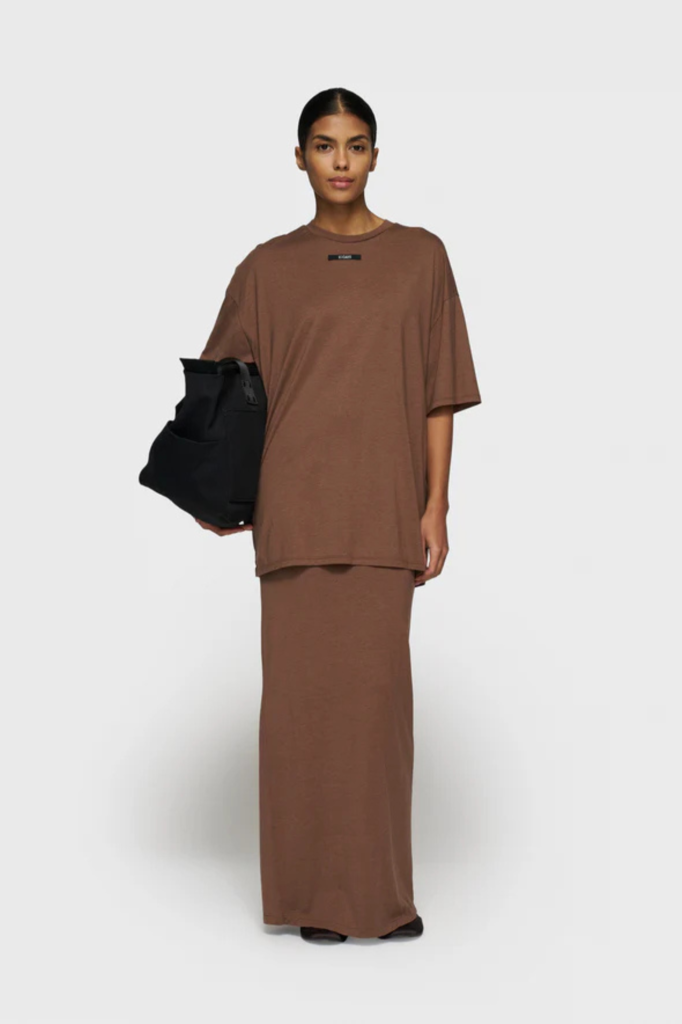 OVERSIZED JERSEY T-SHIRT - TRUFFLE