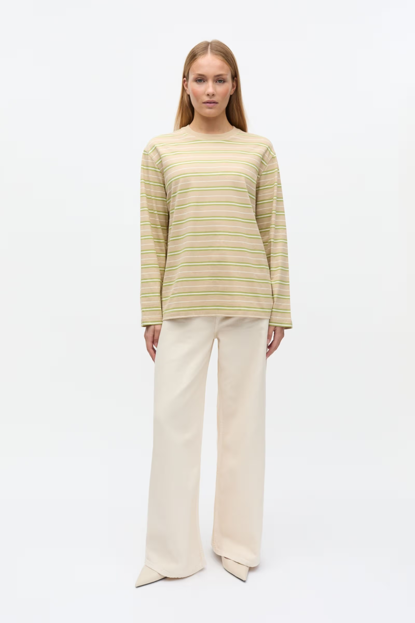 KULLA LS STRIPE T-SHIRT - PALE FERN STRIPE