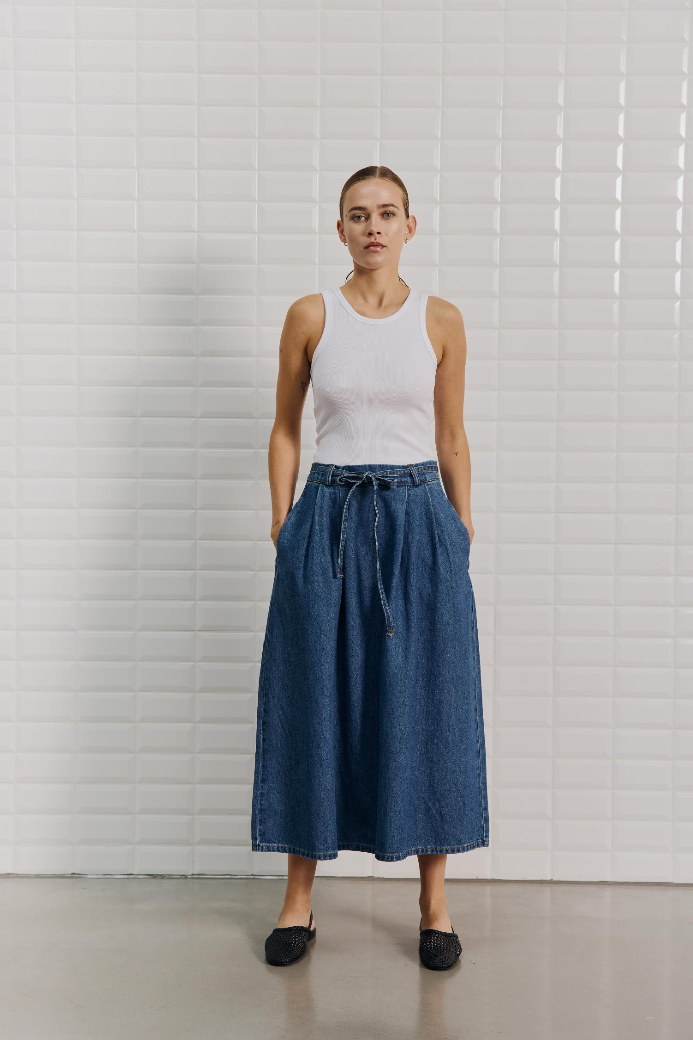 PENELOPE DENIM MAXI SKIRT - INDIGO DAWN
