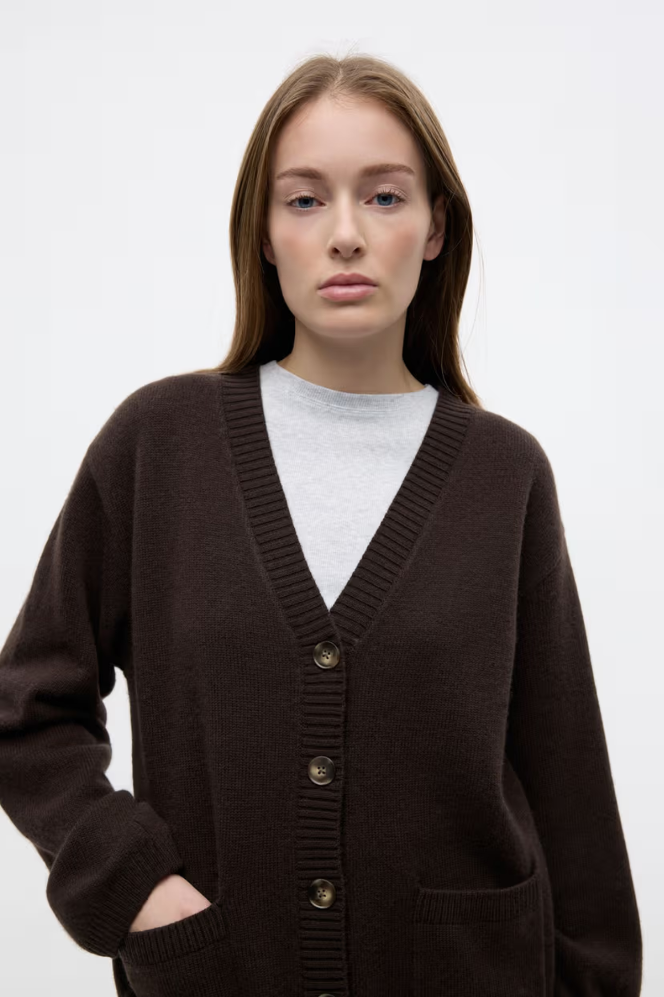 ELISE LS CARDIGAN - CHOCOLATE TORTE