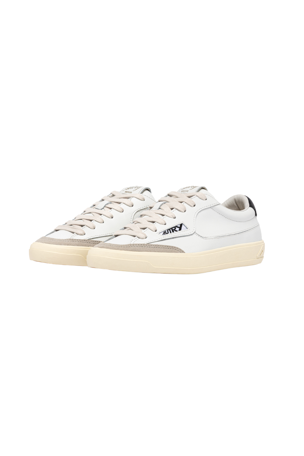 WINDSCAPE LOW SNEAKERS IN WHITE AND BLACK LEATHER
