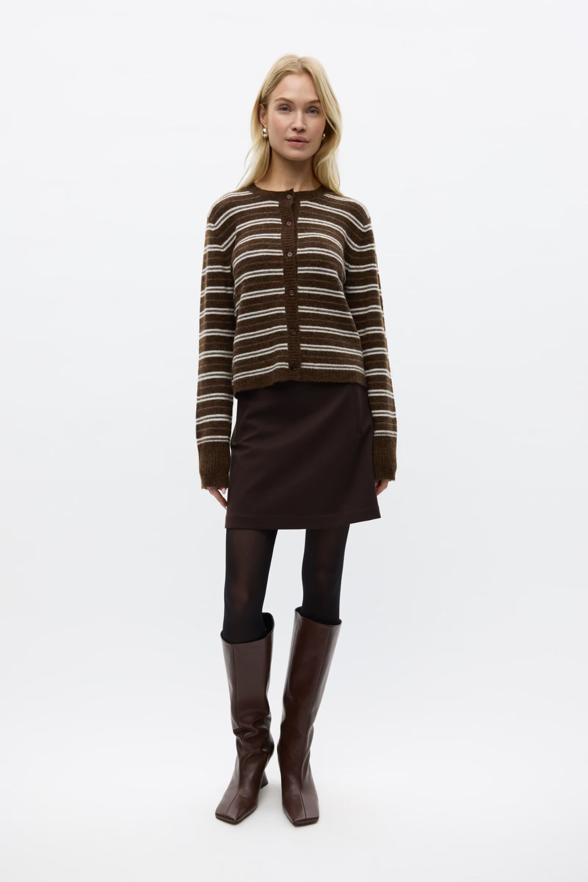 ADA LS CARDIGAN ST - PINE STRIPE