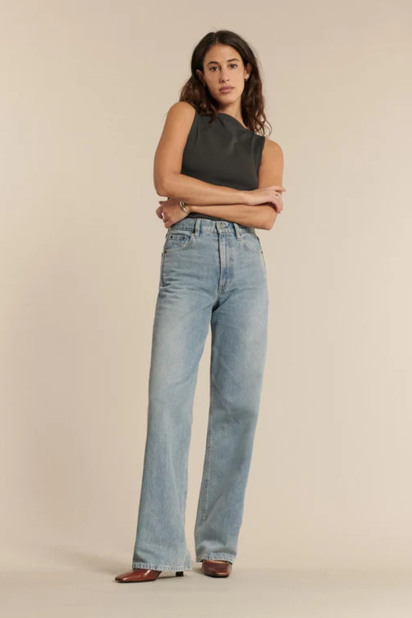 SULLY LONG DENIM JEANS - STONE BEACH