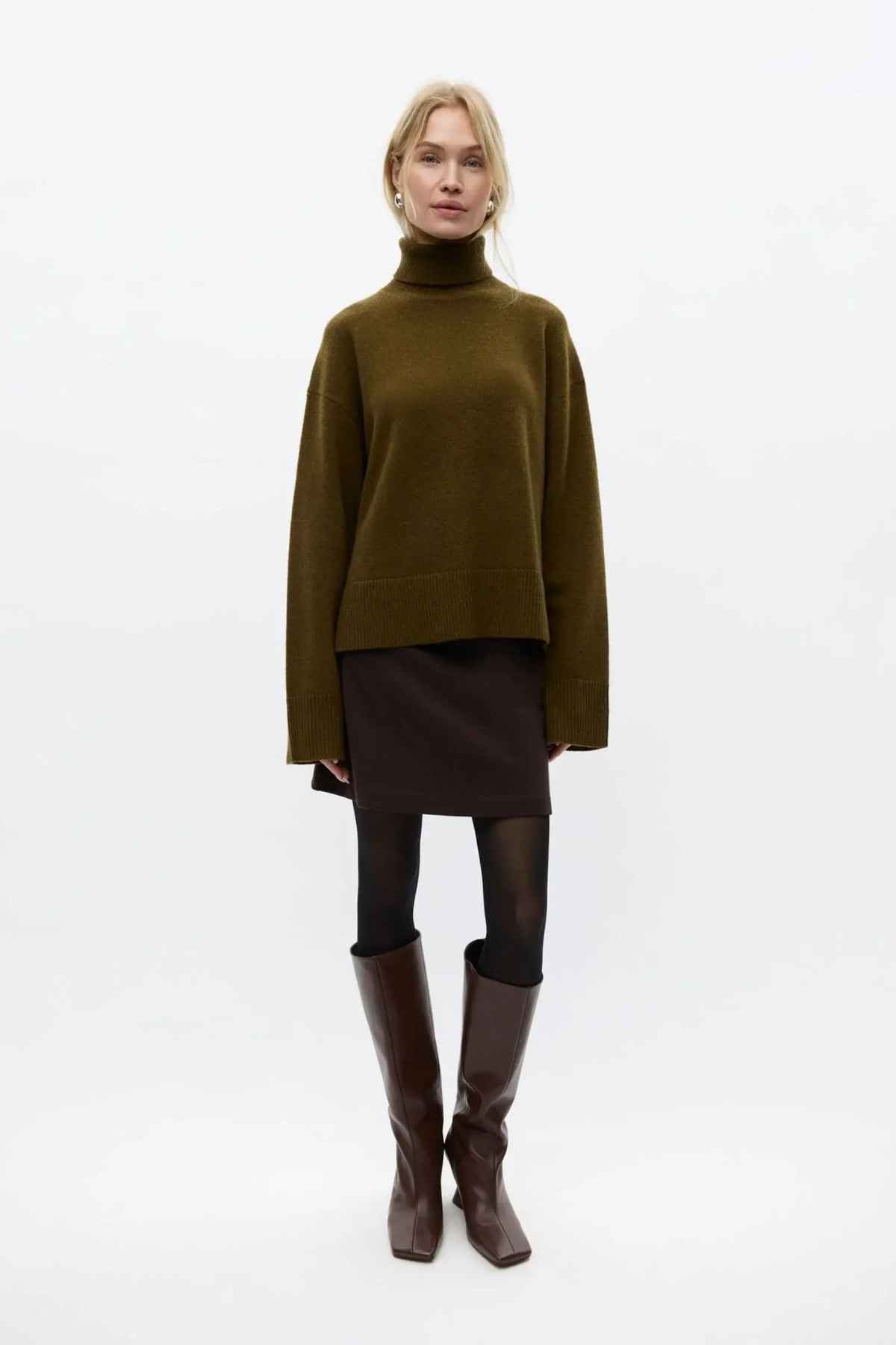 ELISE LS KNIT - DARK OLIVE