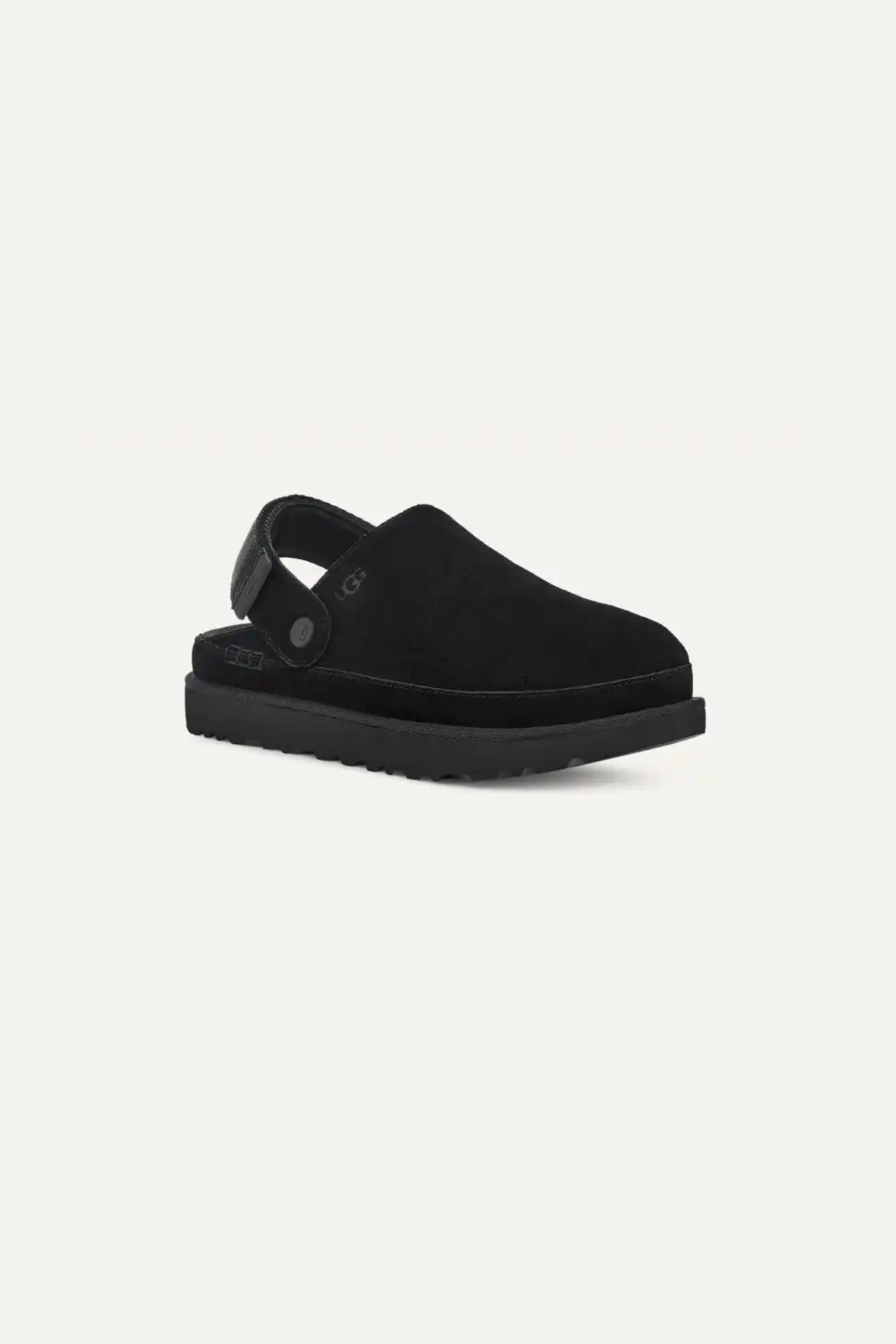 UGG women goldenstar clog in black. Front view