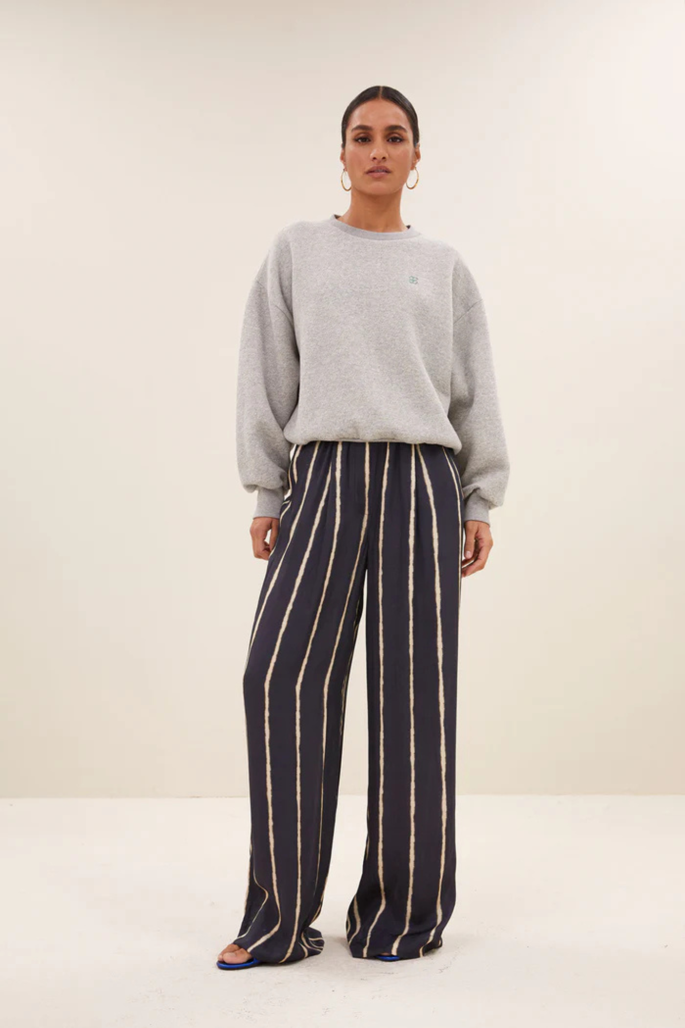 BIBI LUCKY CURVE SWEATER - GREY MELEE