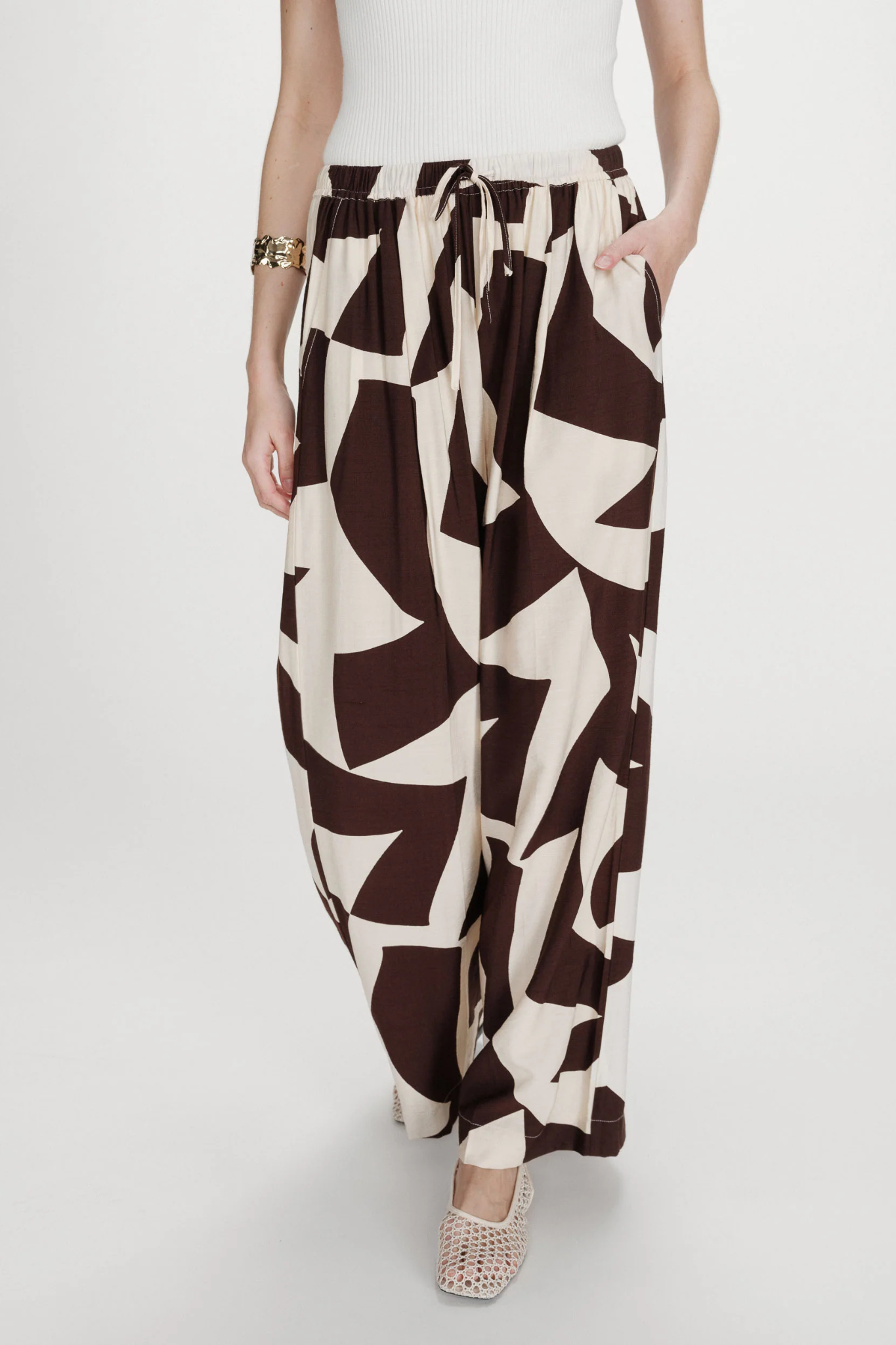 VENI WIDE LEG PANTS - CHOCOLAT