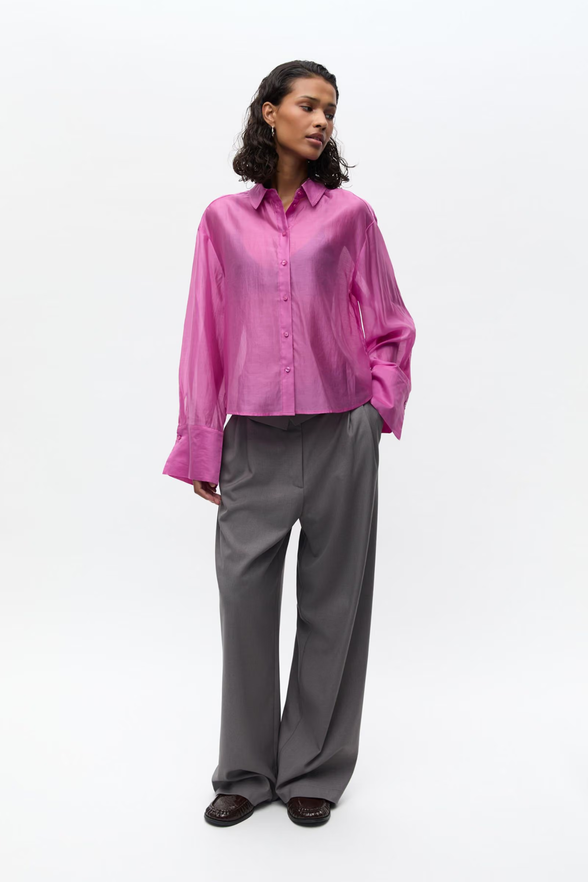 CHEMISE MANCHES LONGUES WEB - ŒILLET ROSE