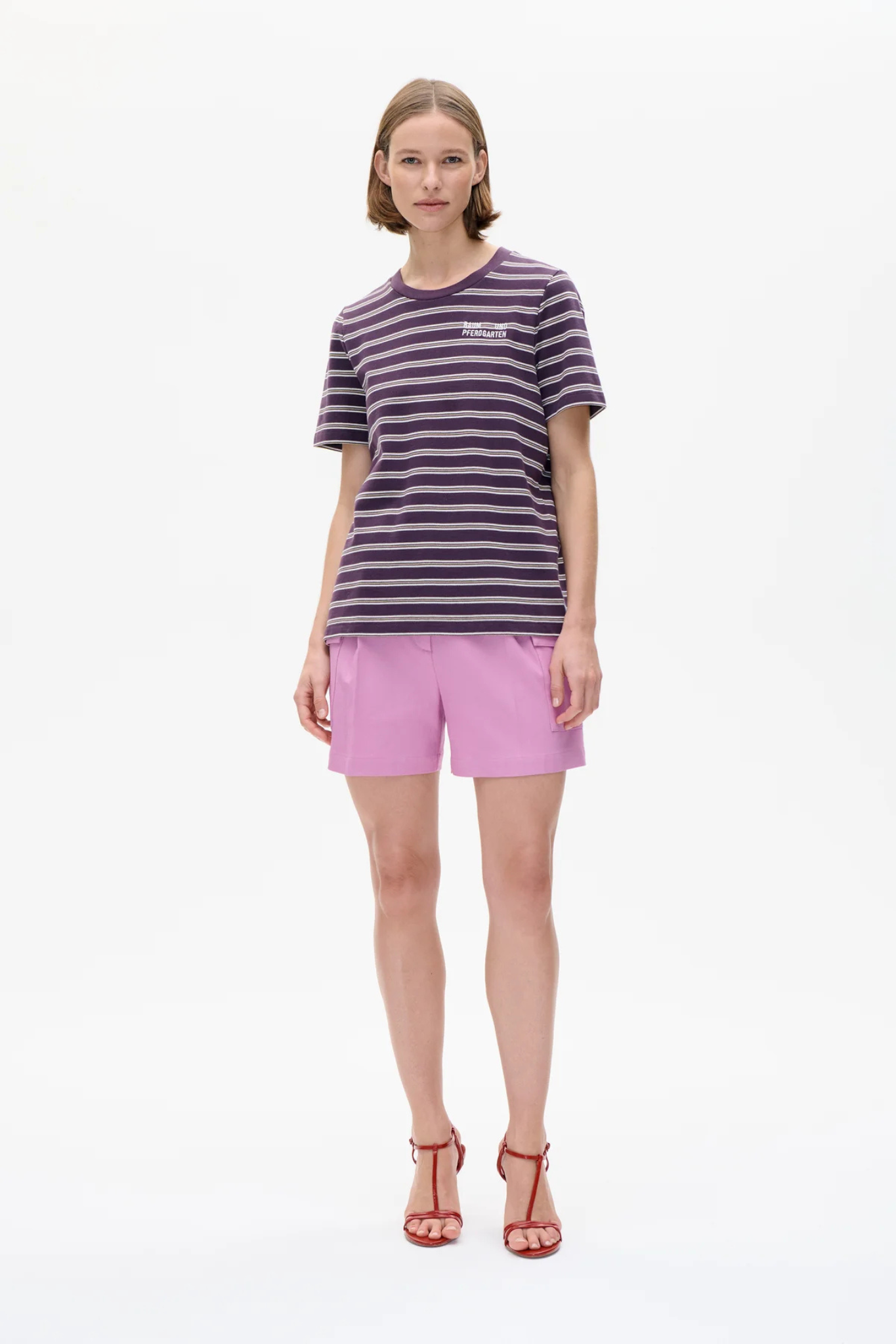 JAWO T-SHIRT - PLUM POLO STRIPE