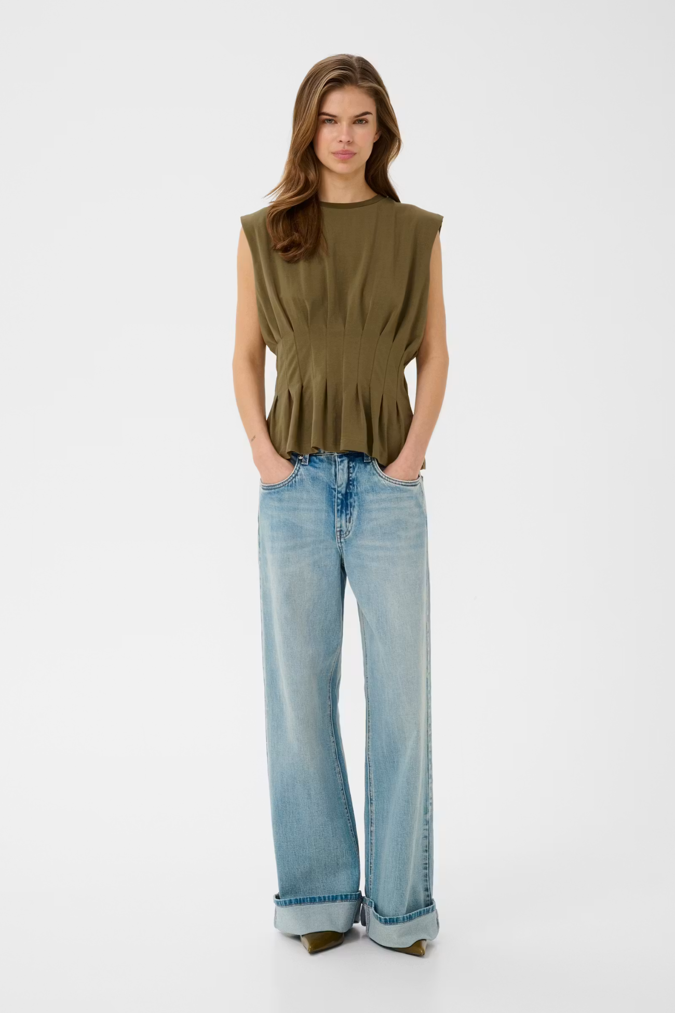INEZ LS TOP - MILITARY OLIVE/GREEN