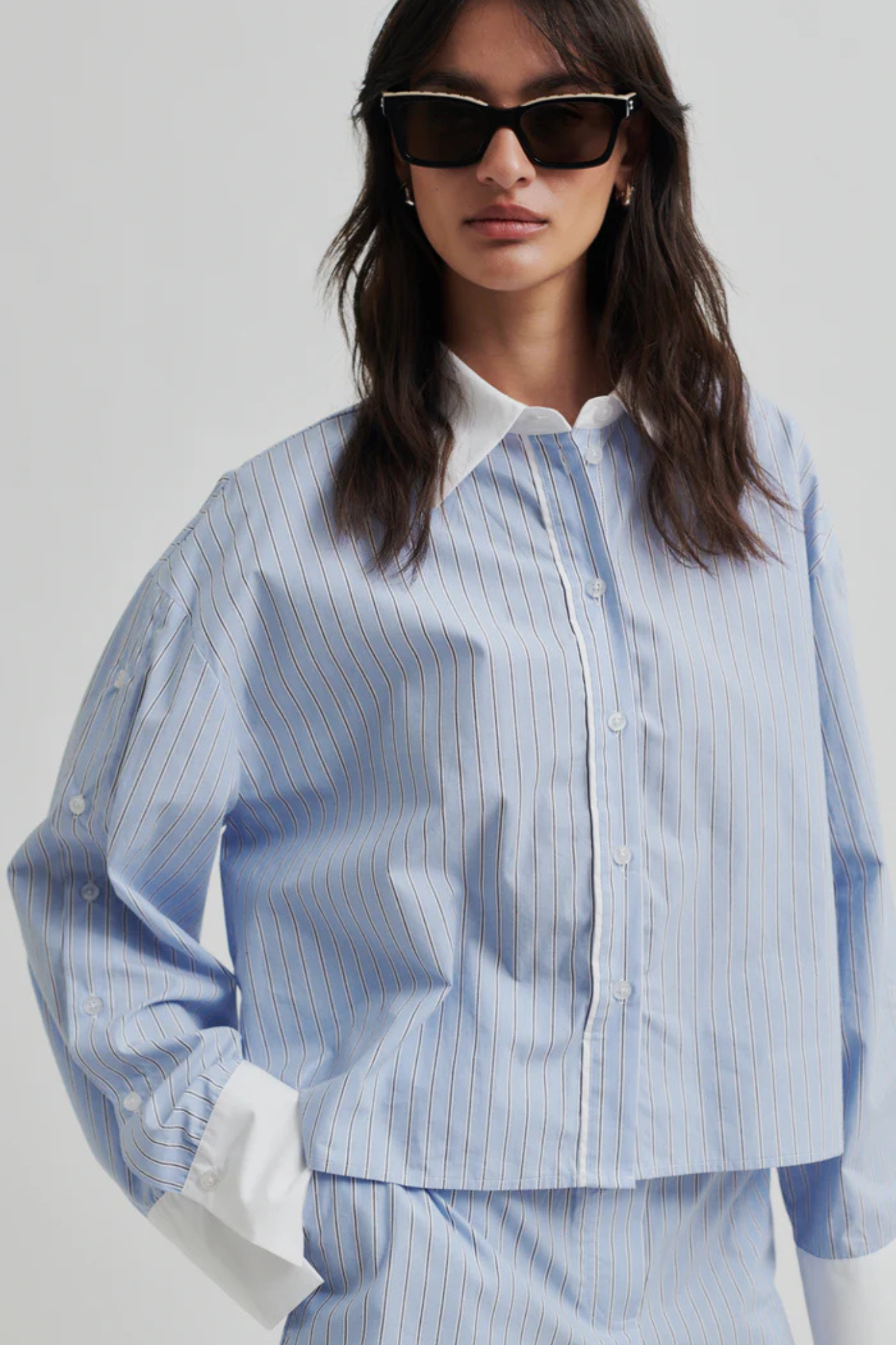 ALANIS COMBI SHIRT - LIGHT BLUE STRIPE