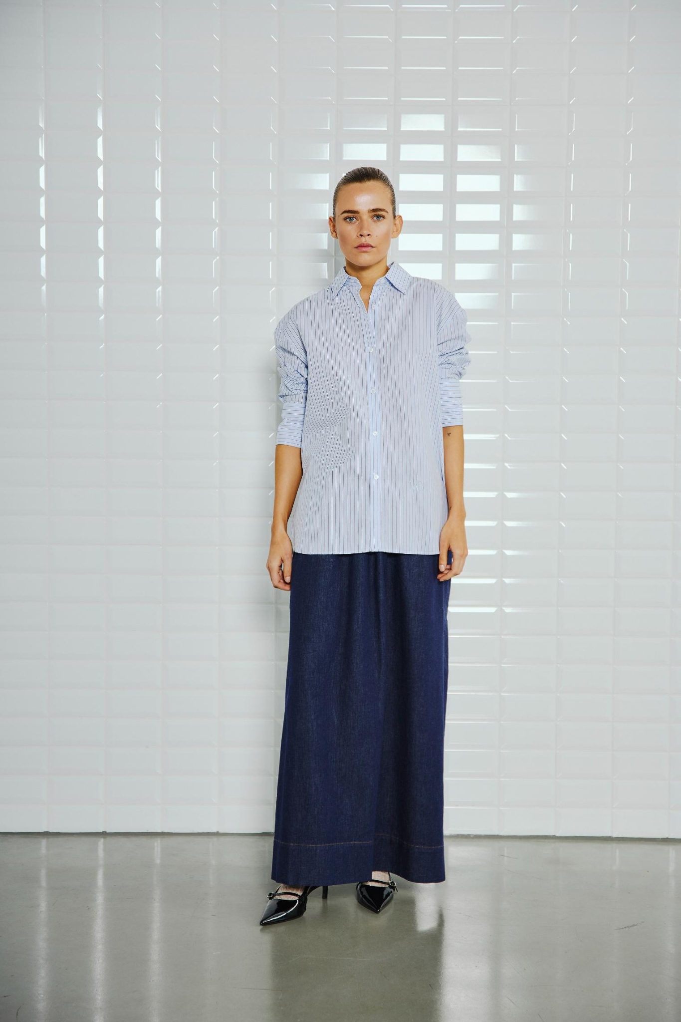 NOA LS STRIPED SHIRT - TRUE BLUE STRIPE